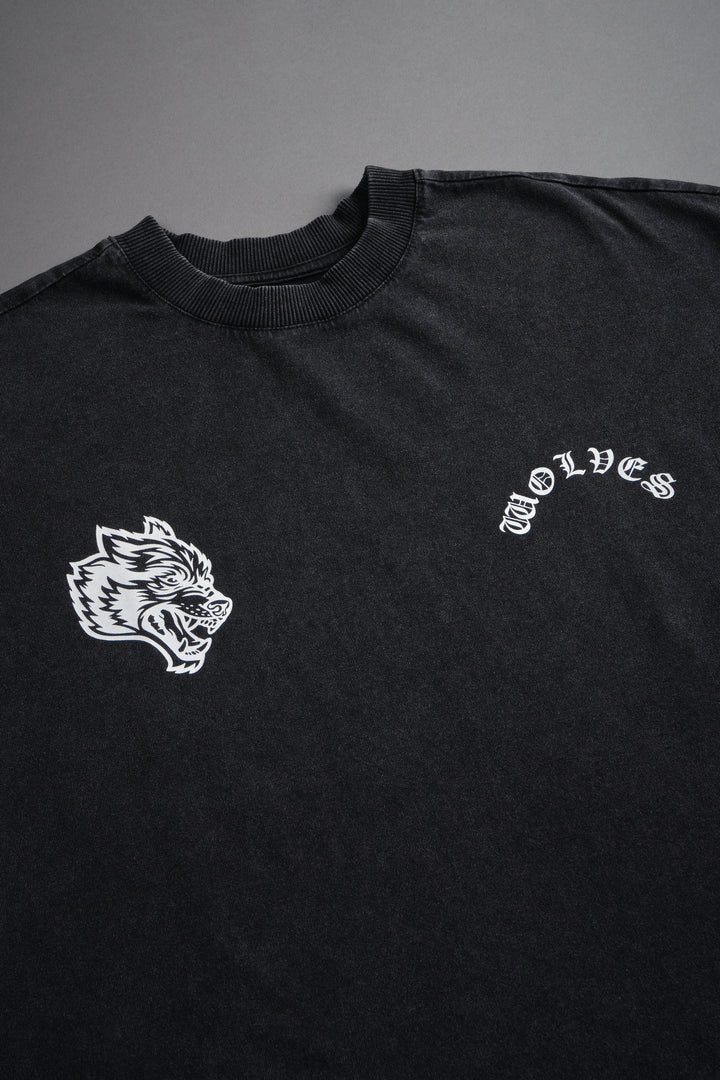 Steel Code Grunge Mid Length Raw Hem Cap Sleeve Tee in Black