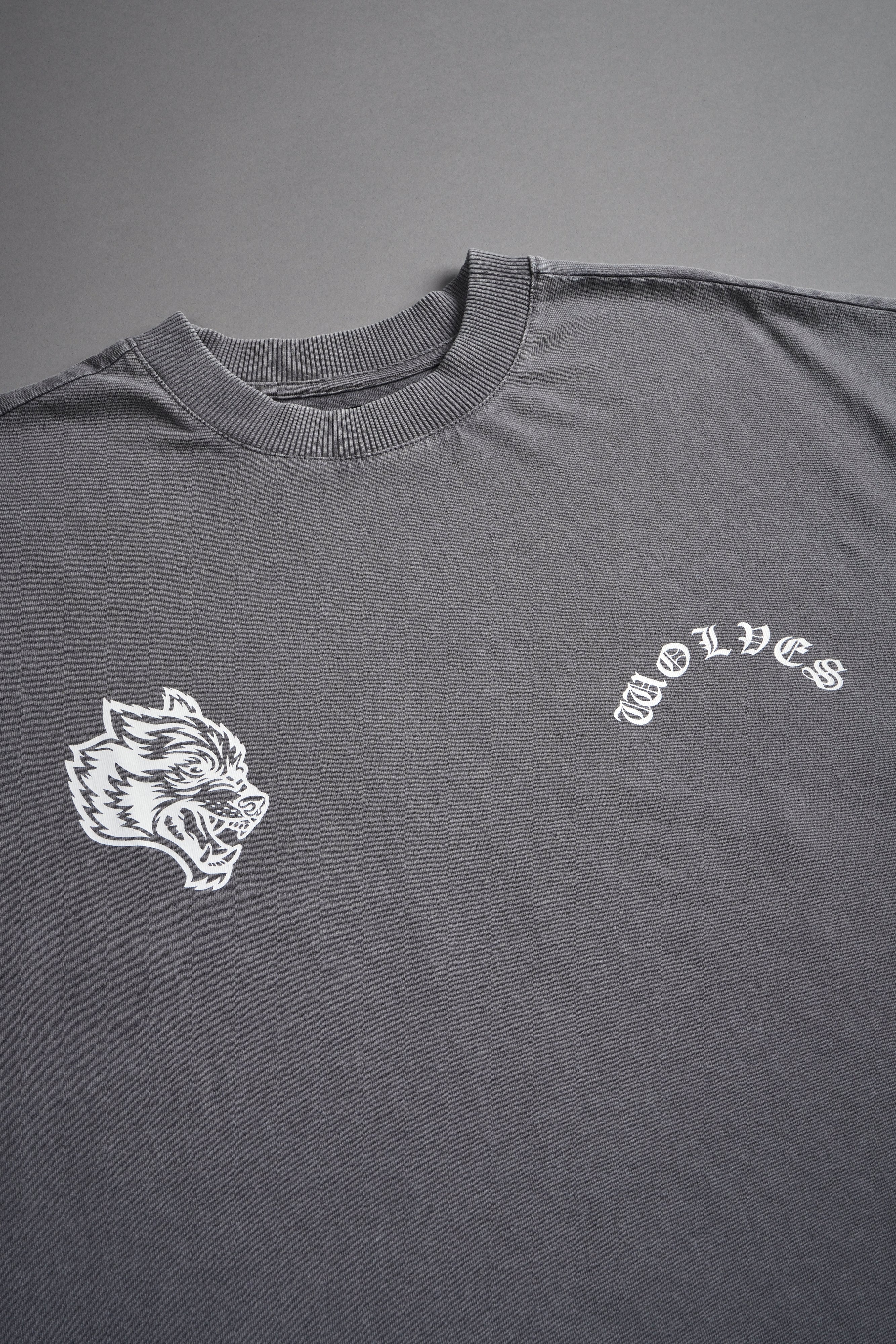 Steel Code Grunge Mid Length Raw Hem Cap Sleeve Tee in Slate Gray