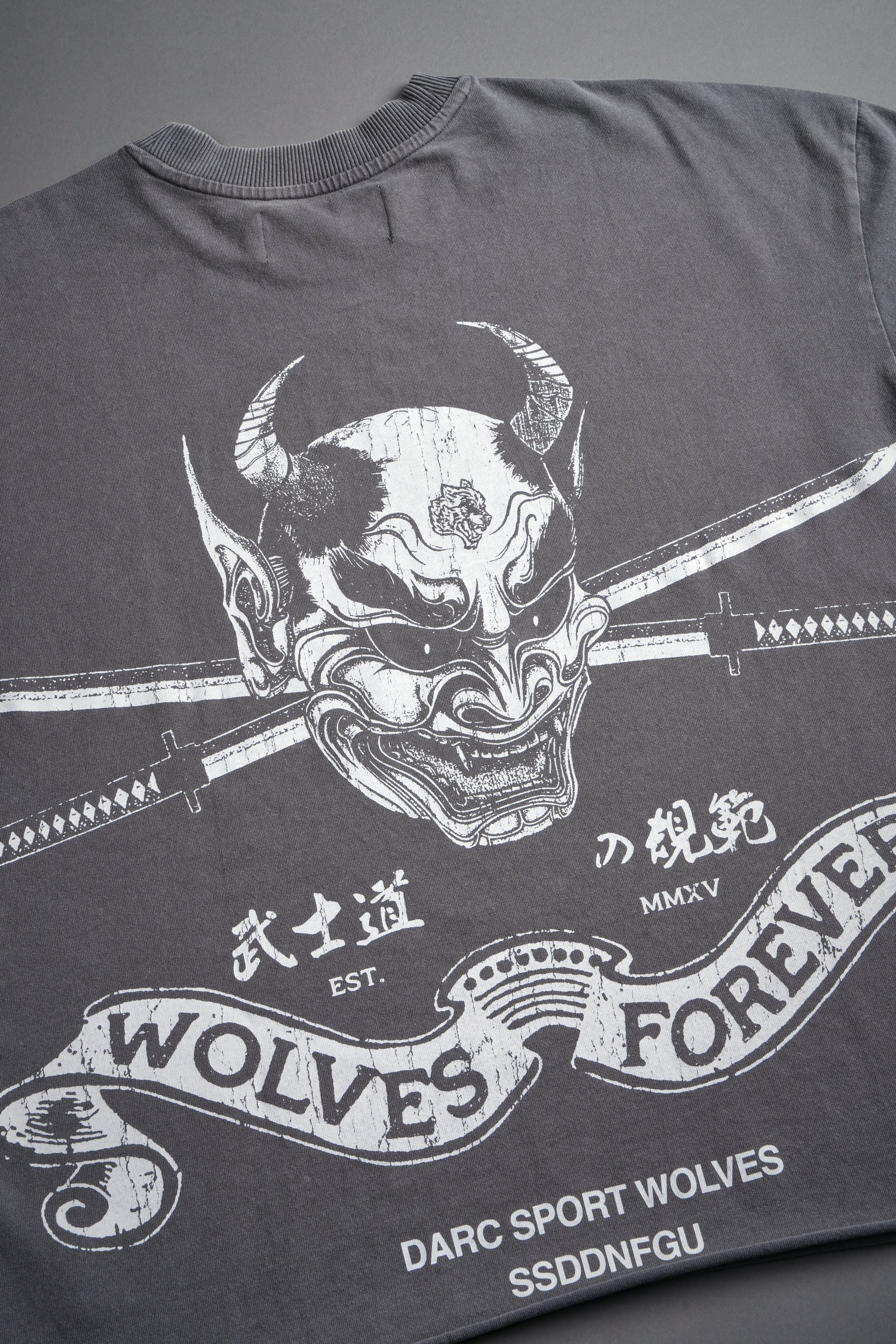 Steel Code Grunge Mid Length Raw Hem Cap Sleeve Tee in Slate Gray
