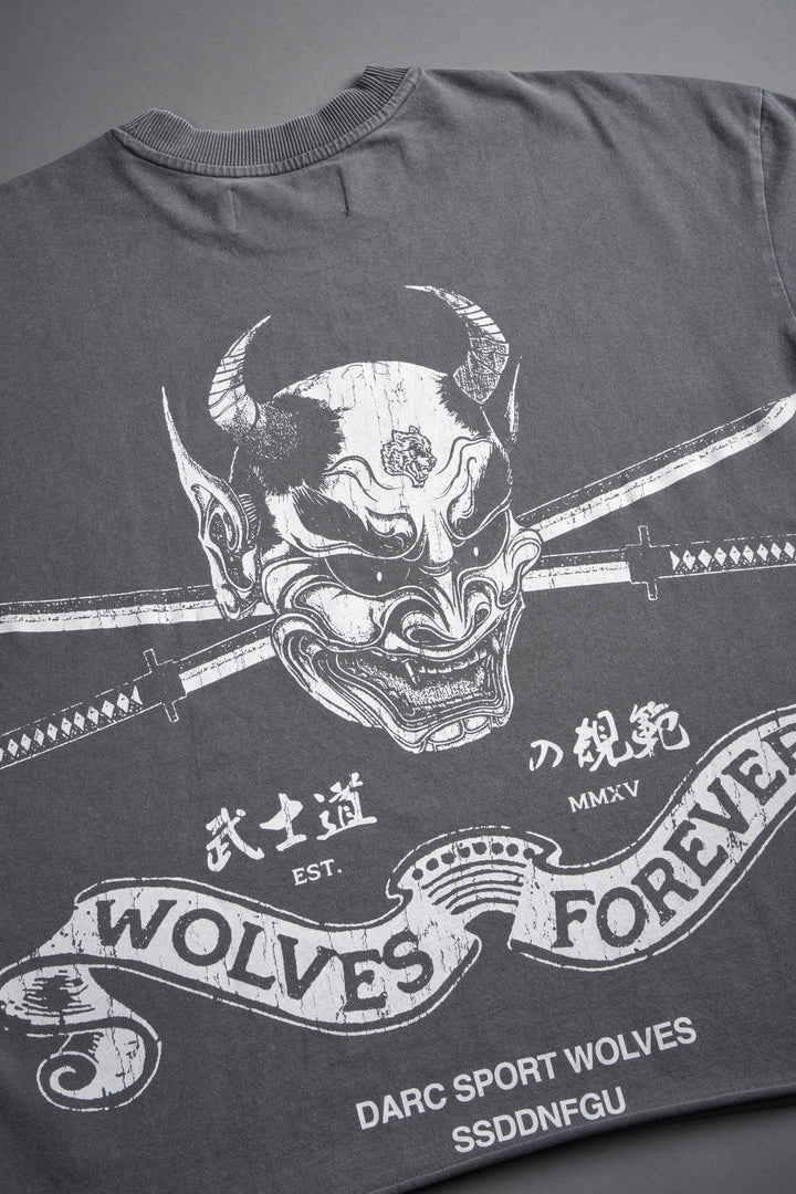 Steel Code Grunge Mid Length Raw Hem Cap Sleeve Tee in Slate Gray