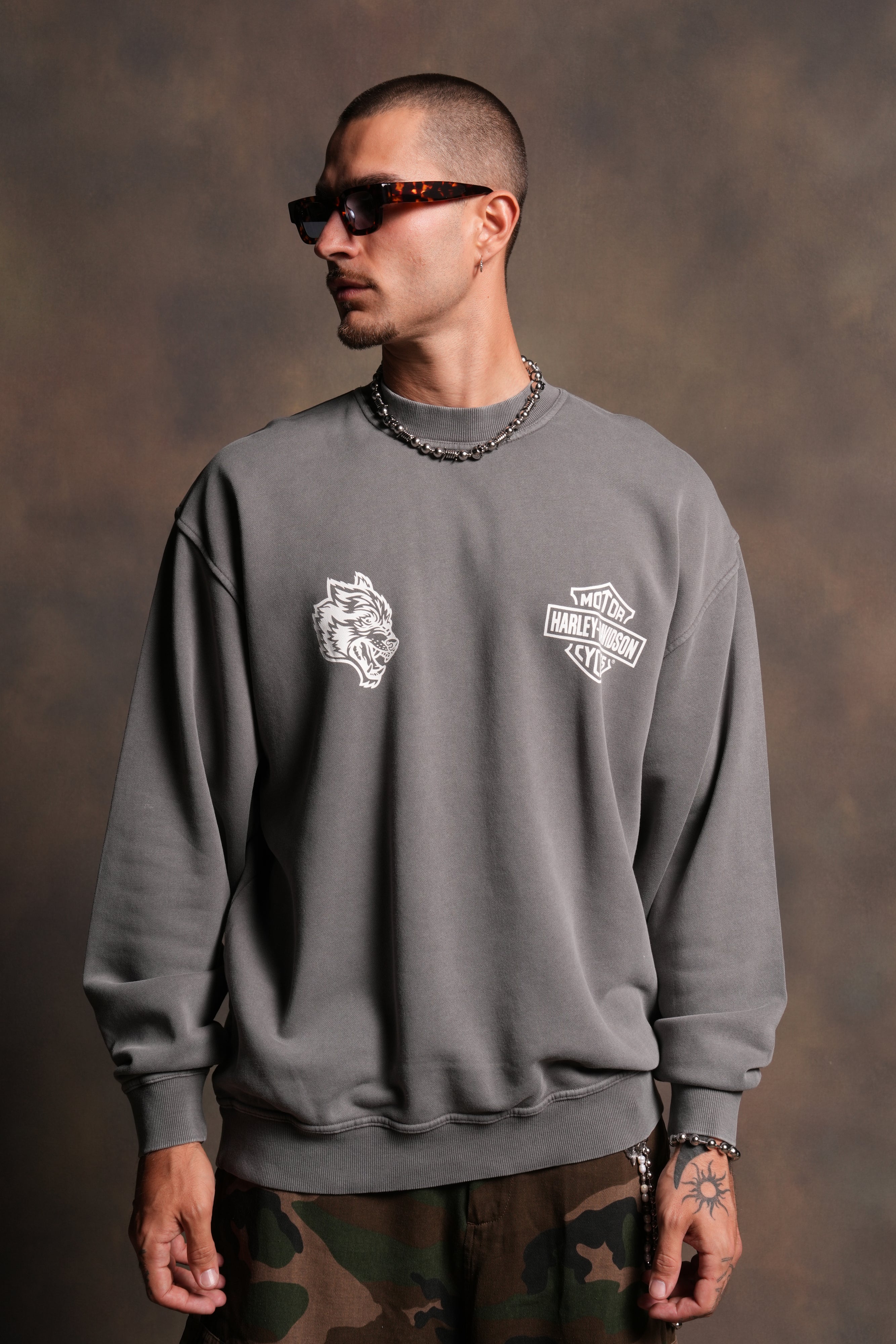 Live Free H-D London Crewneck in Slate Gray