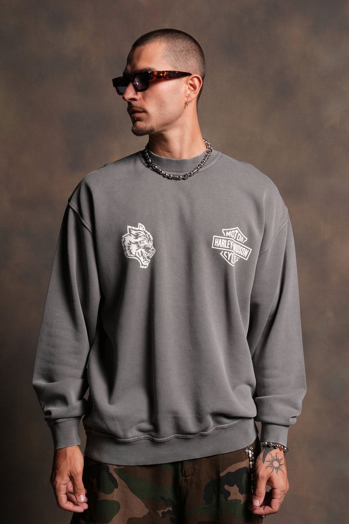 Live Free H-D London Crewneck in Slate Gray