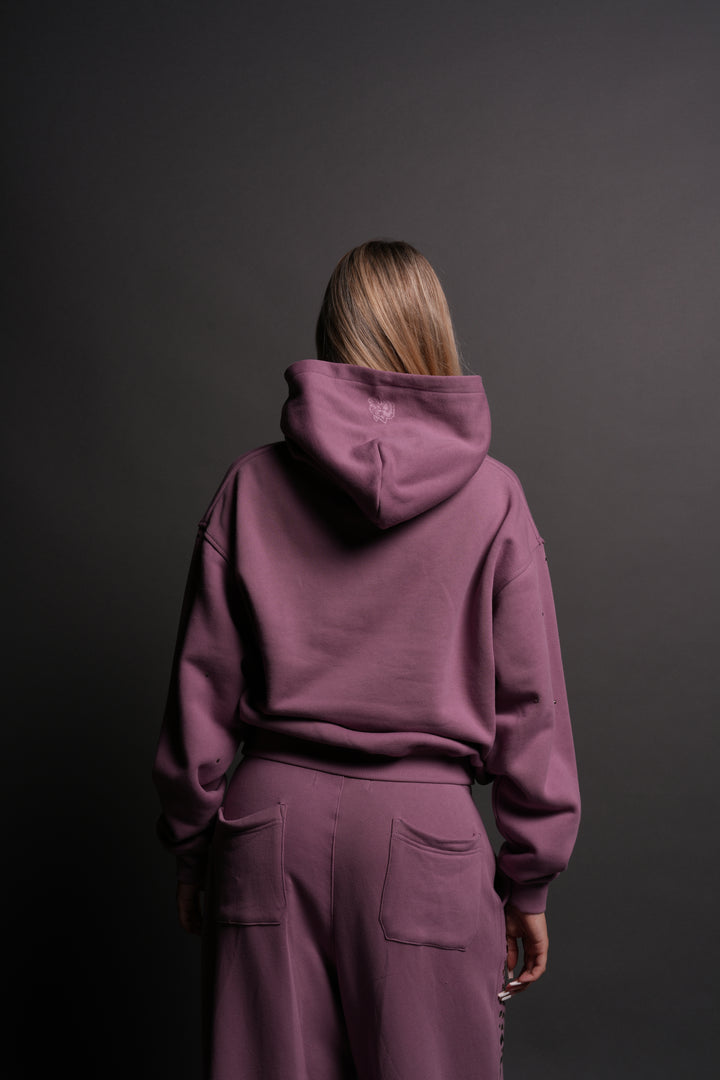 Hesh Appliqué Studded Pierce Hoodie in Pink Smoke