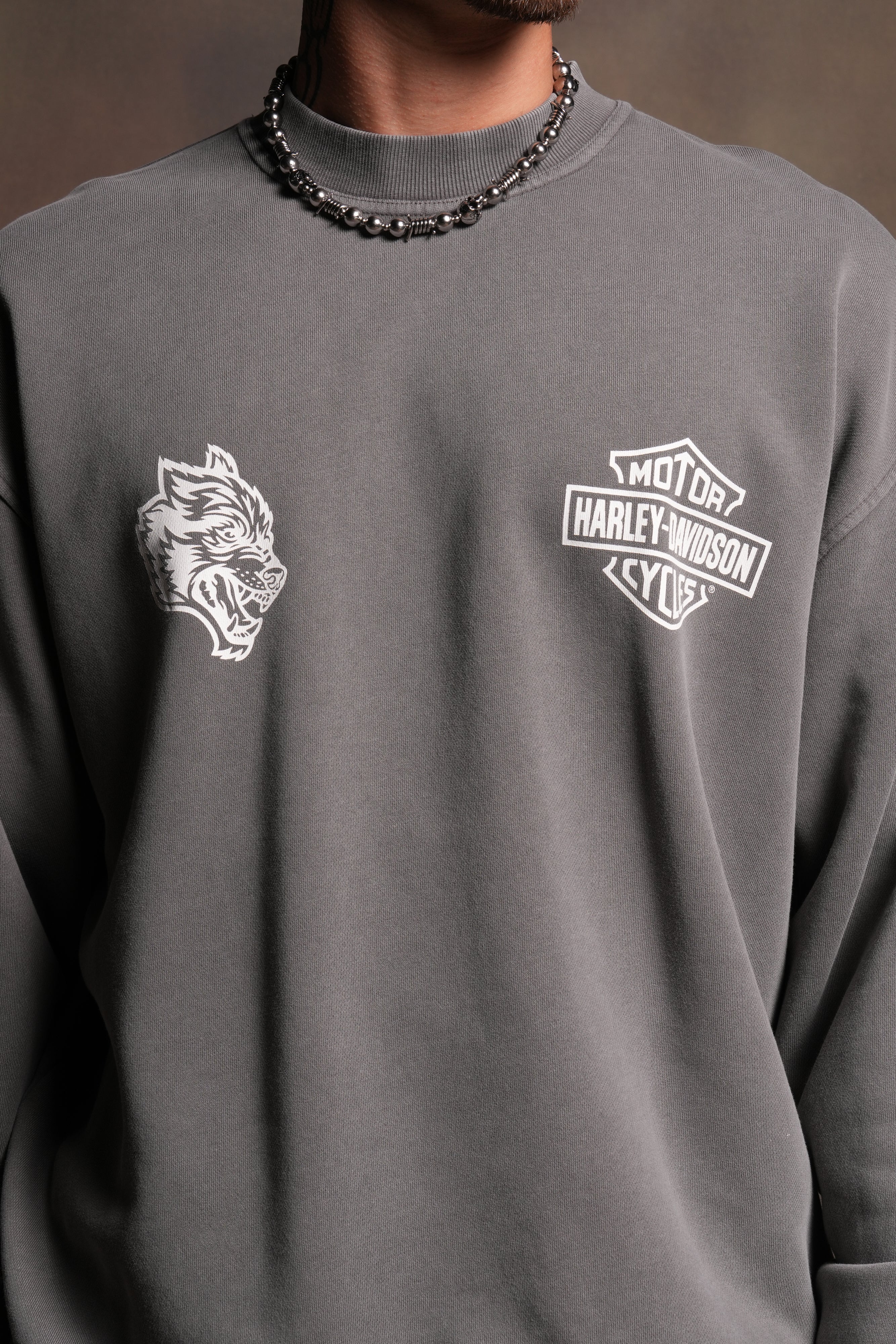 Live Free H-D London Crewneck in Slate Gray