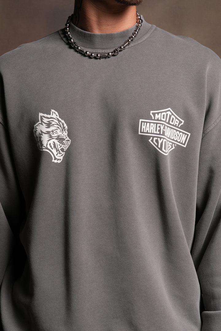 Live Free H-D London Crewneck in Slate Gray
