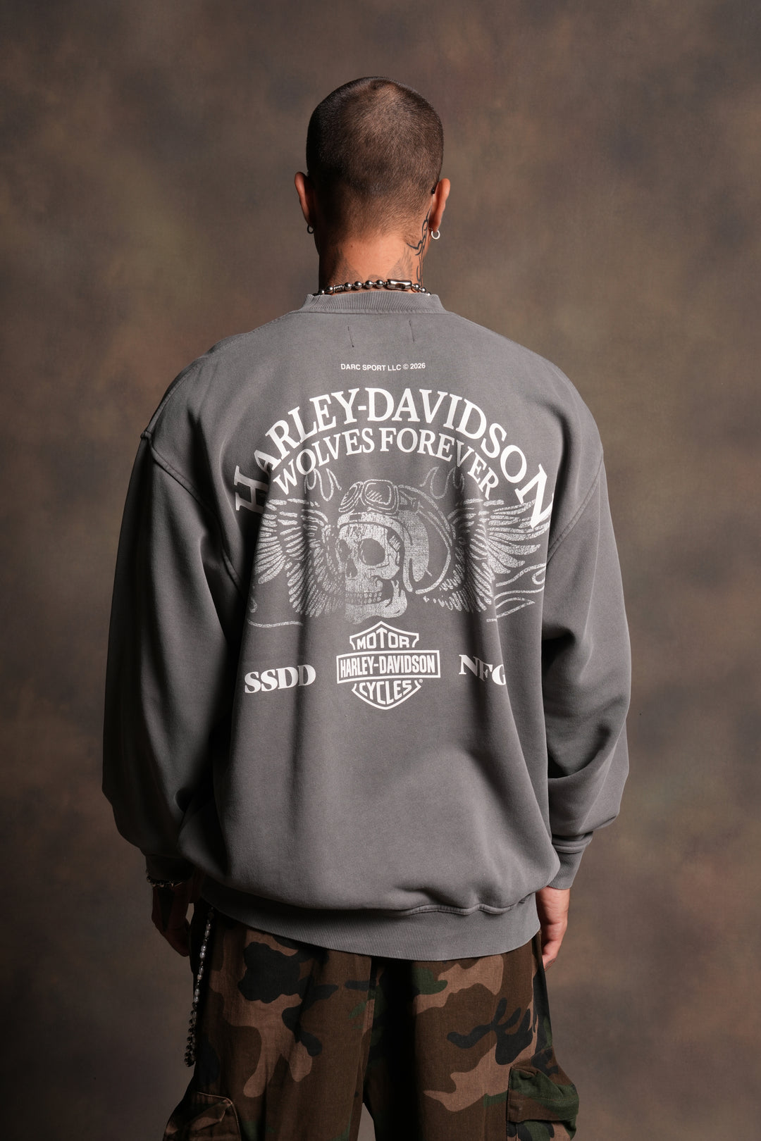 Live Free H-D London Crewneck in Slate Gray