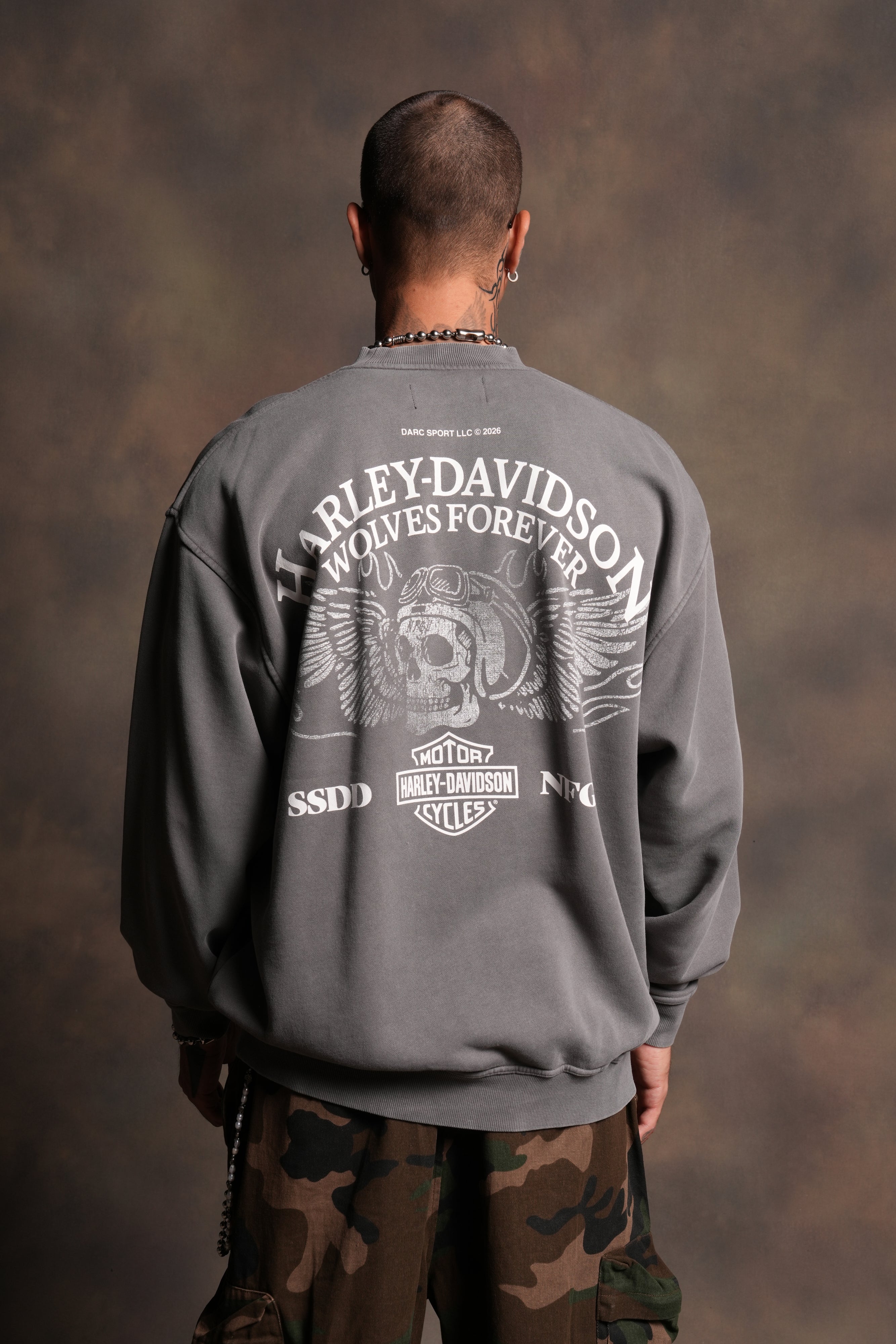 Live Free H-D London Crewneck in Slate Gray
