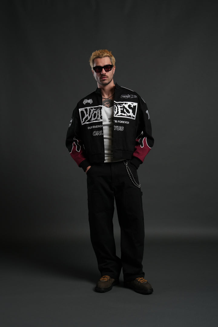 Ride The Fire V2 Gordon Racing Jacket in Black/Oxblood