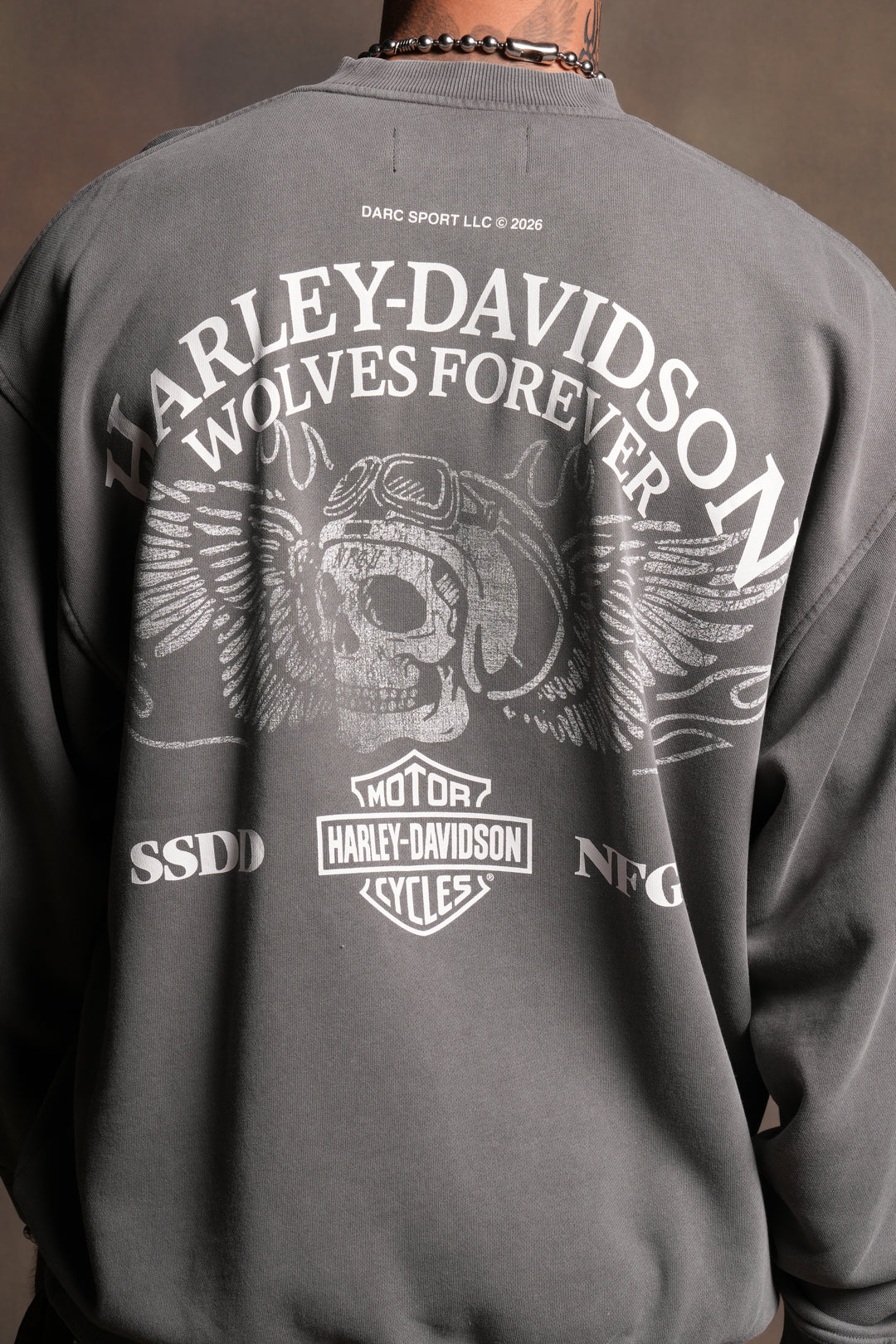 Live Free H-D London Crewneck in Slate Gray