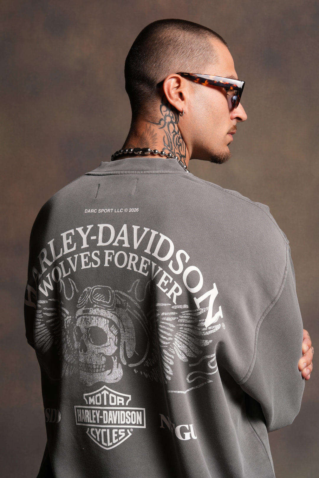 Live Free H-D London Crewneck in Slate Gray