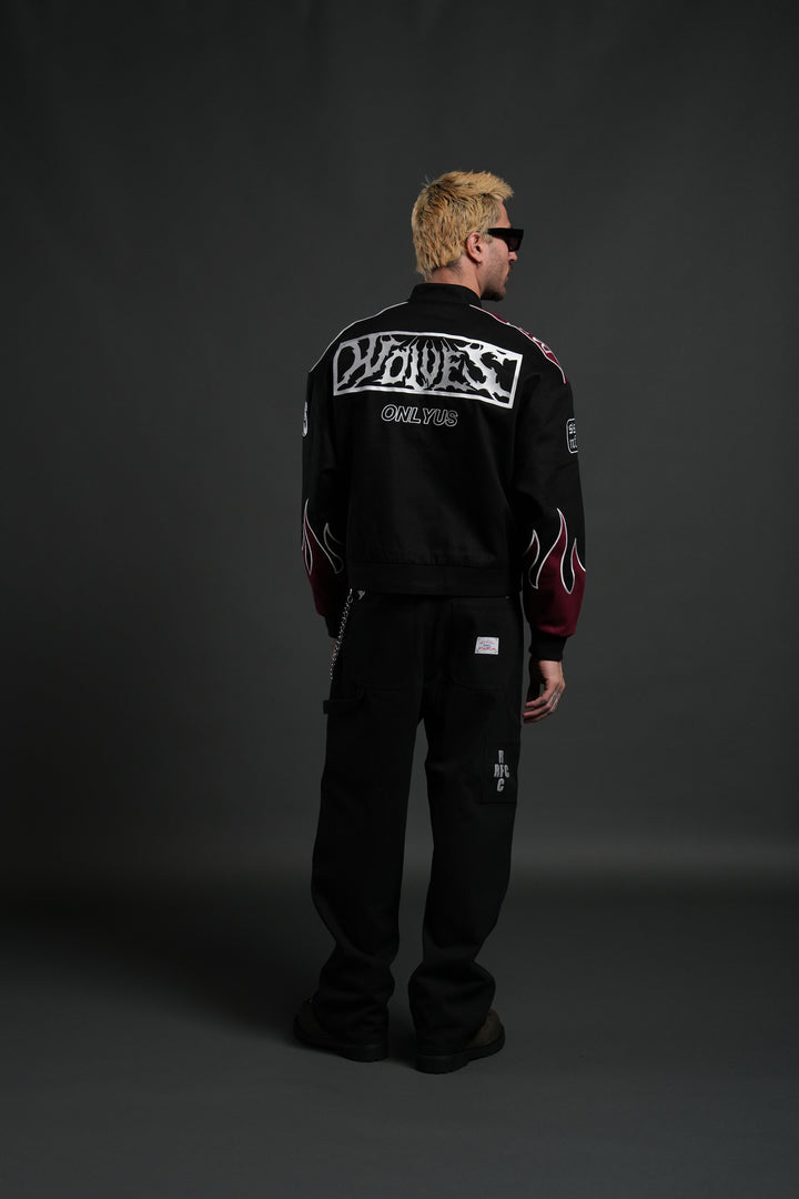 Ride The Fire V2 Gordon Racing Jacket in Black/Oxblood