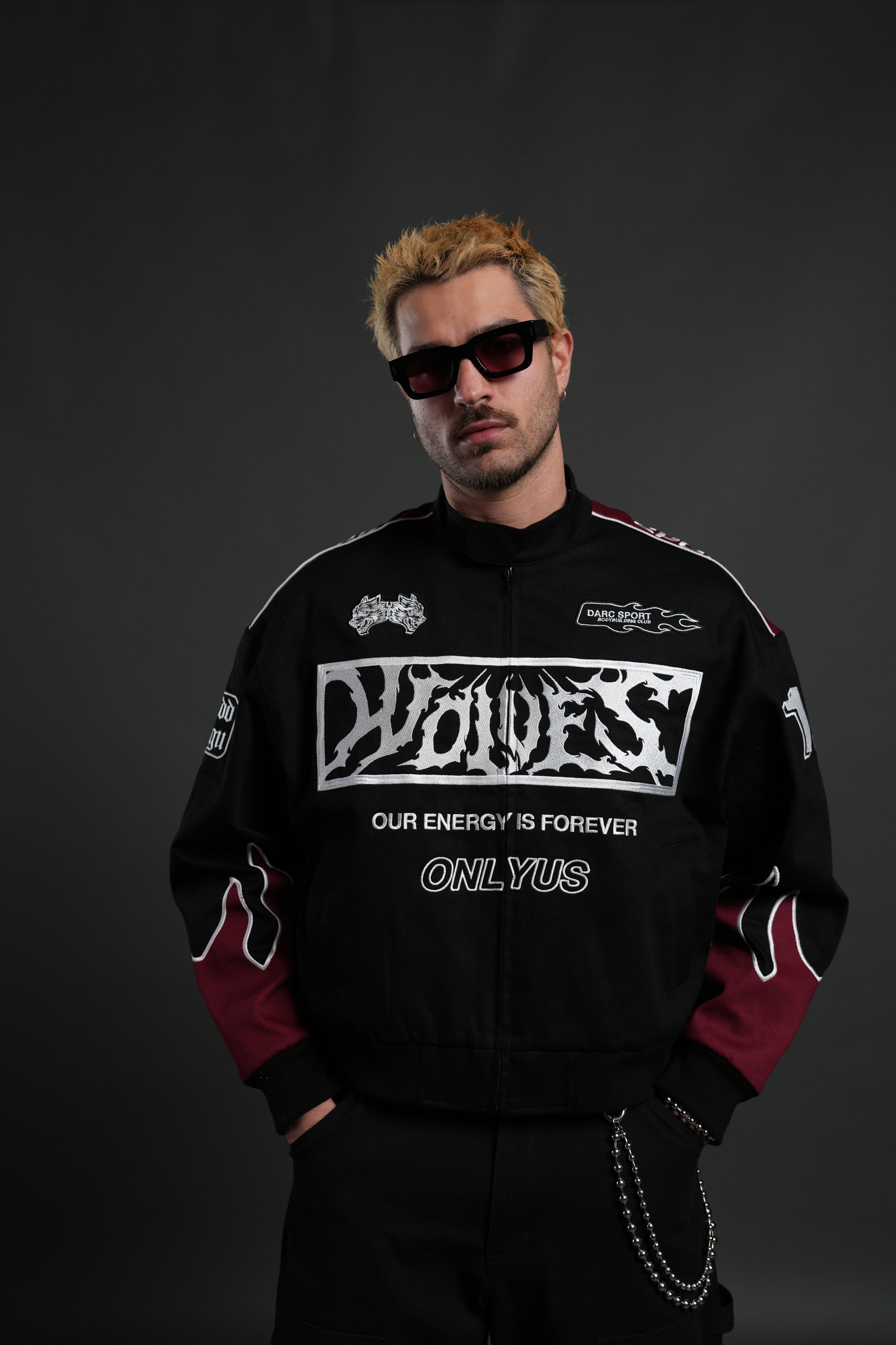 Ride The Fire V2 Gordon Racing Jacket in Black/Oxblood