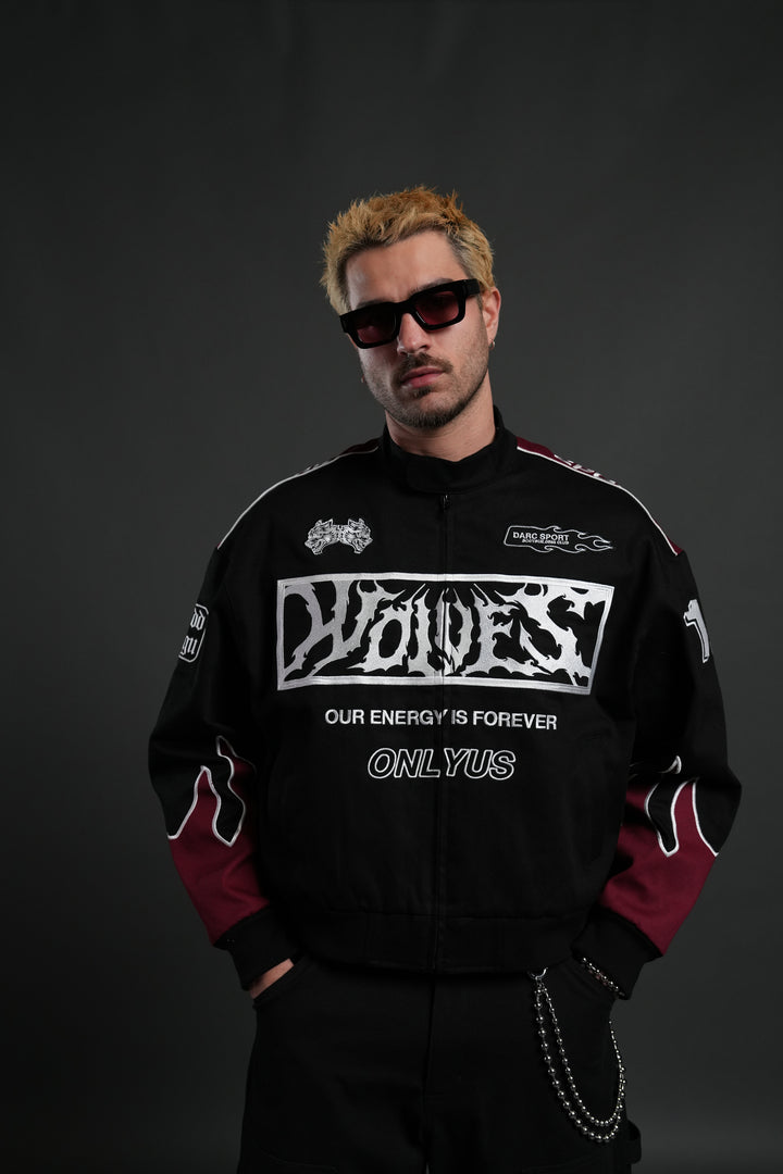 Ride The Fire V2 Gordon Racing Jacket in Black/Oxblood