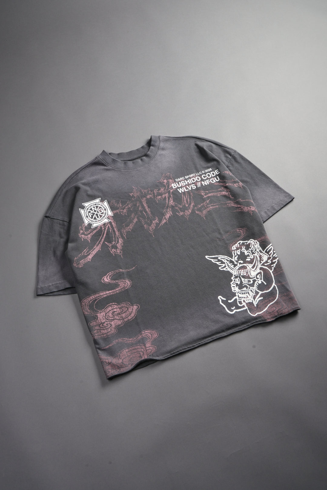 Gates Inferno Premium Raw Hem Box Cut Tee in Slate Gray Drift Wash