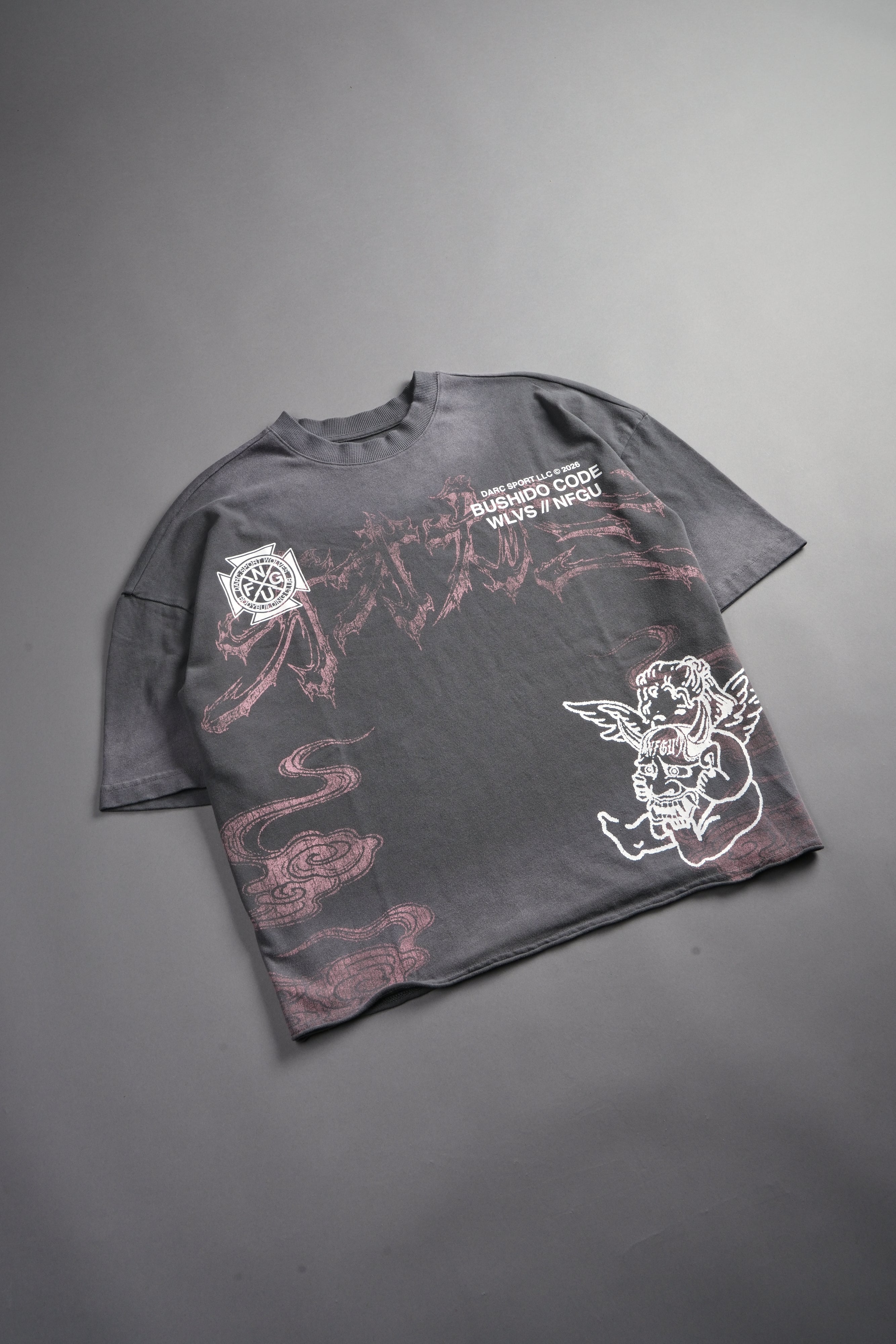 Gates Inferno Premium Raw Hem Box Cut Tee in Slate Gray Drift Wash