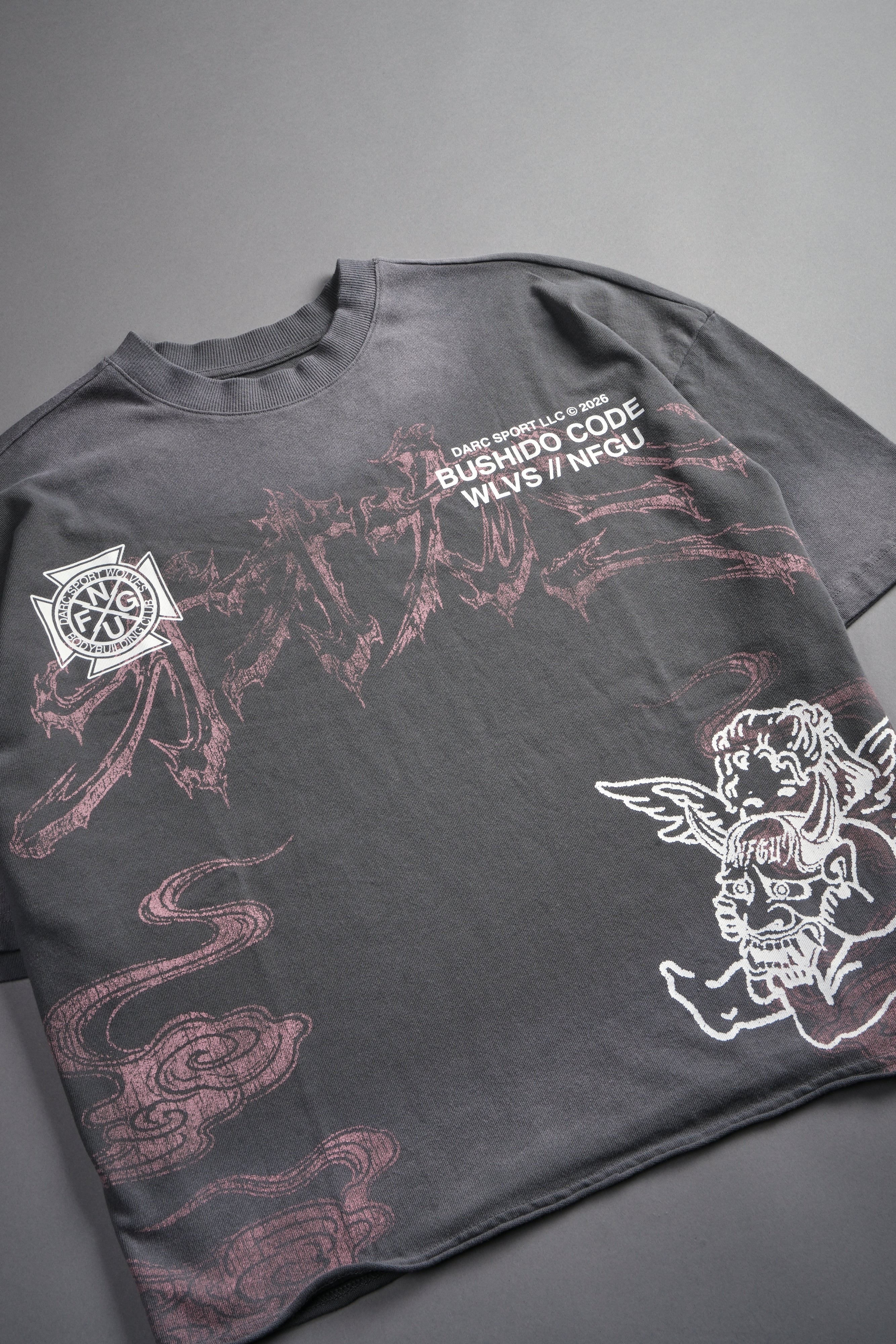 Gates Inferno Premium Raw Hem Box Cut Tee in Slate Gray Drift Wash