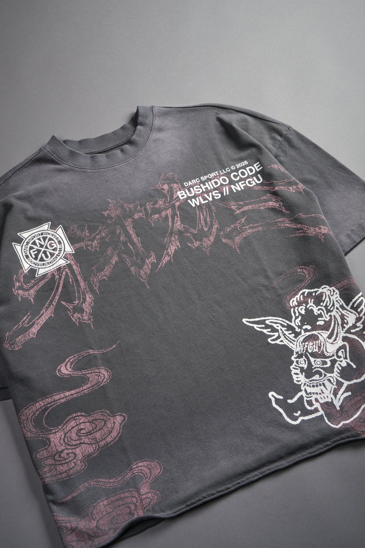 Gates Inferno Premium Raw Hem Box Cut Tee in Slate Gray Drift Wash