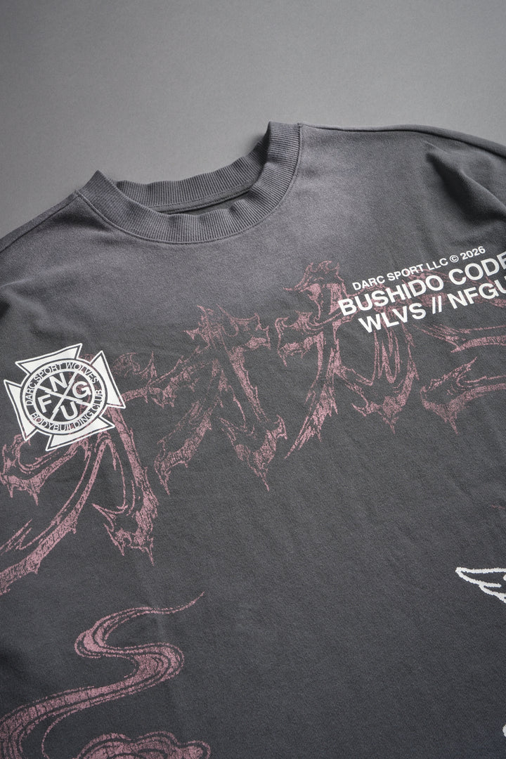 Gates Inferno Premium Raw Hem Box Cut Tee in Slate Gray Drift Wash