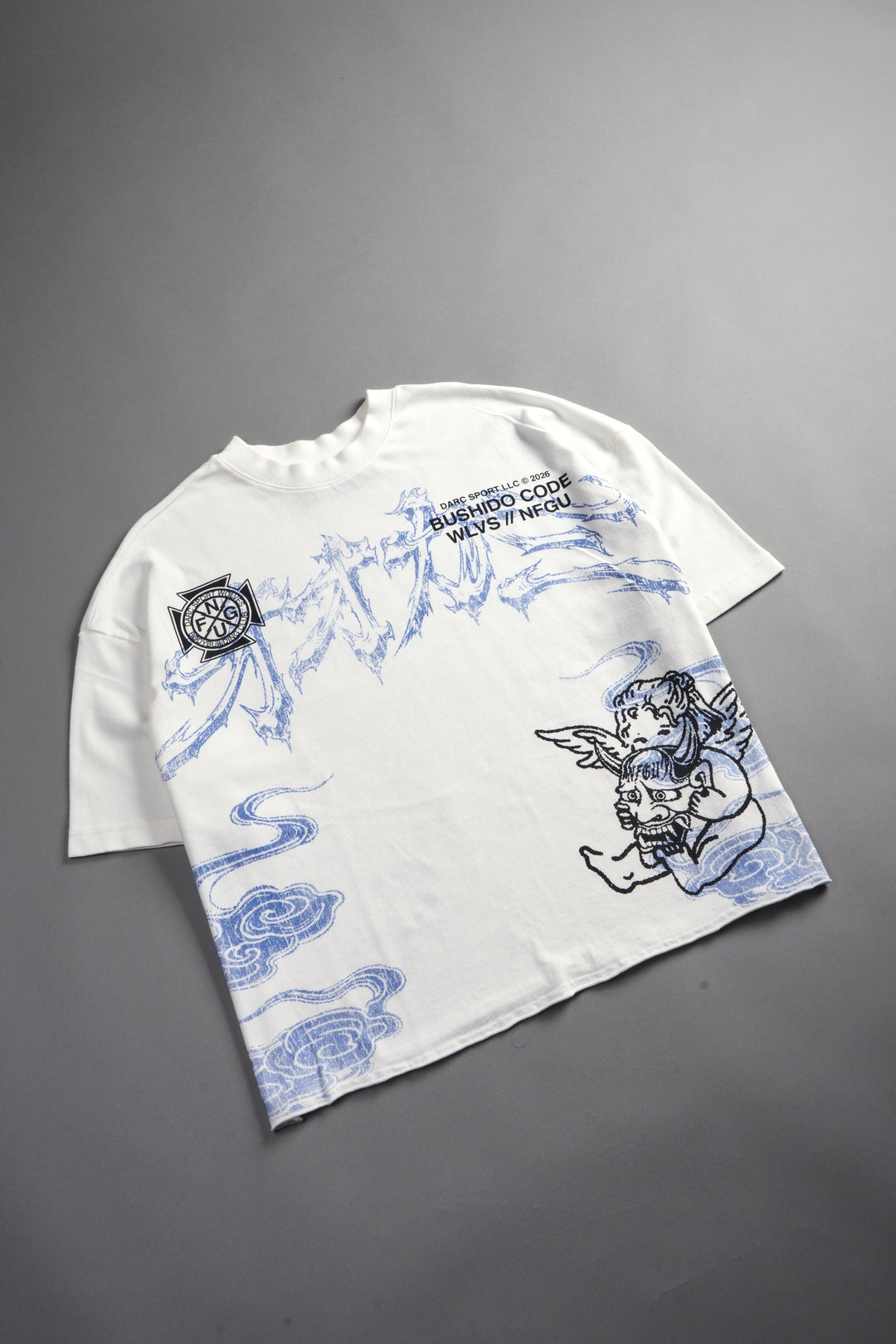 Gates Inferno Premium Raw Hem Box Cut Tee in Cream