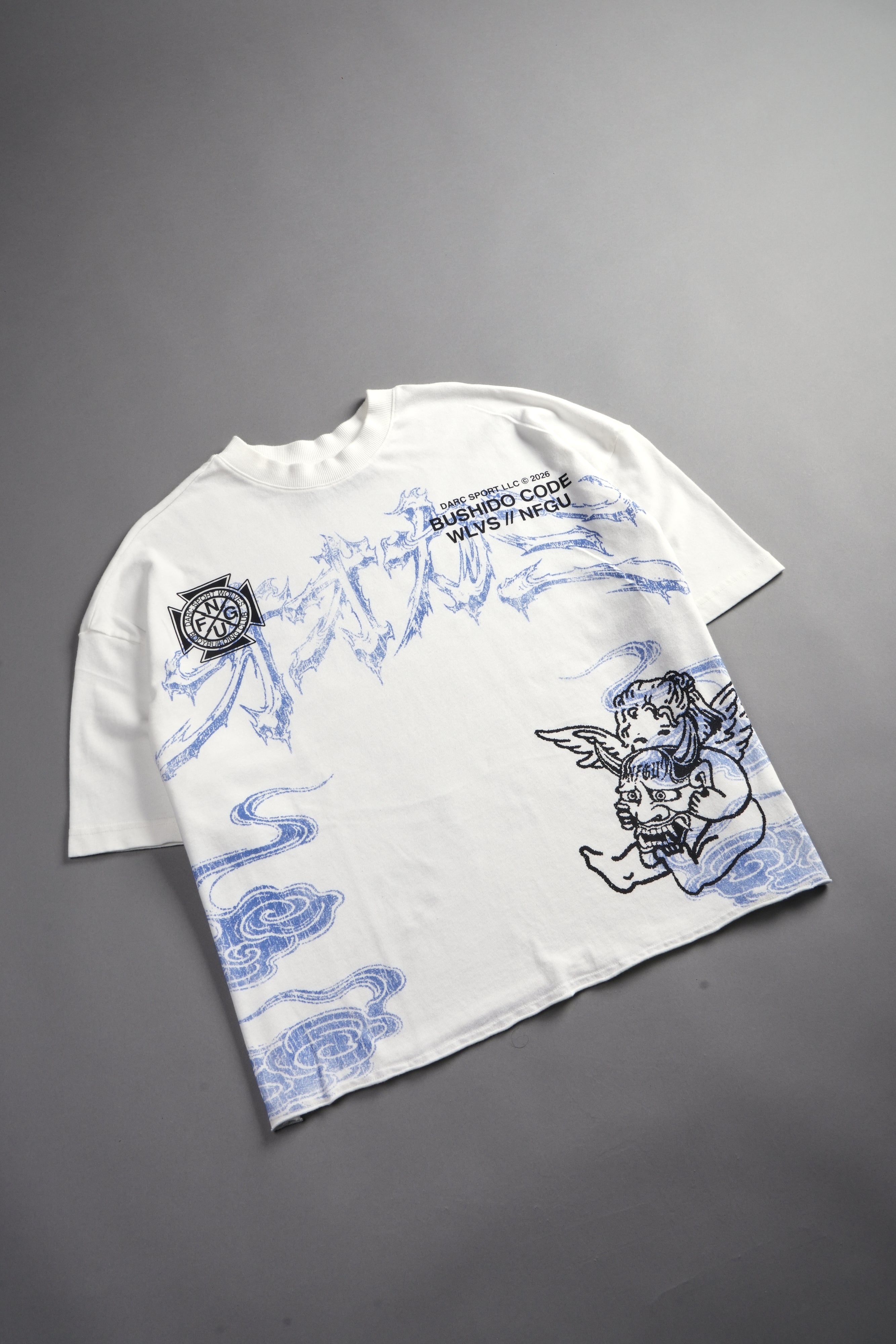 Gates Inferno Premium Raw Hem Box Cut Tee in Cream