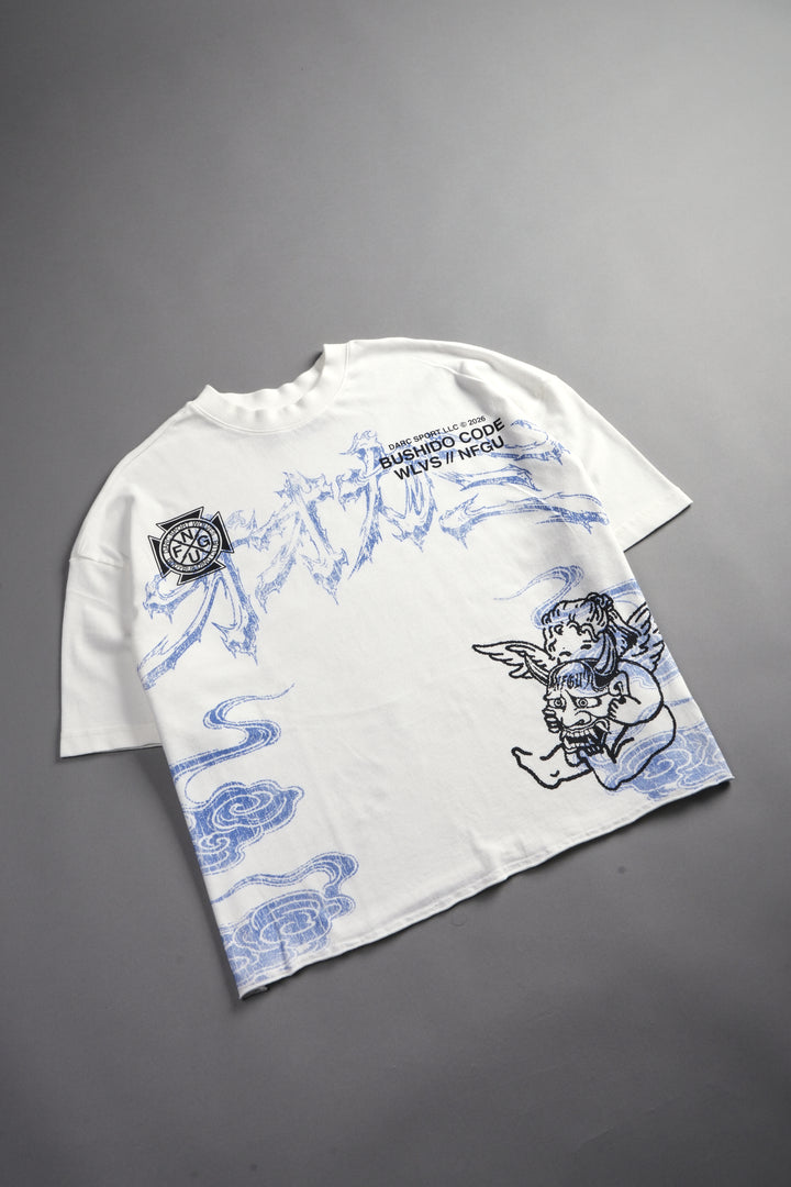 Gates Inferno Premium Raw Hem Box Cut Tee in Cream