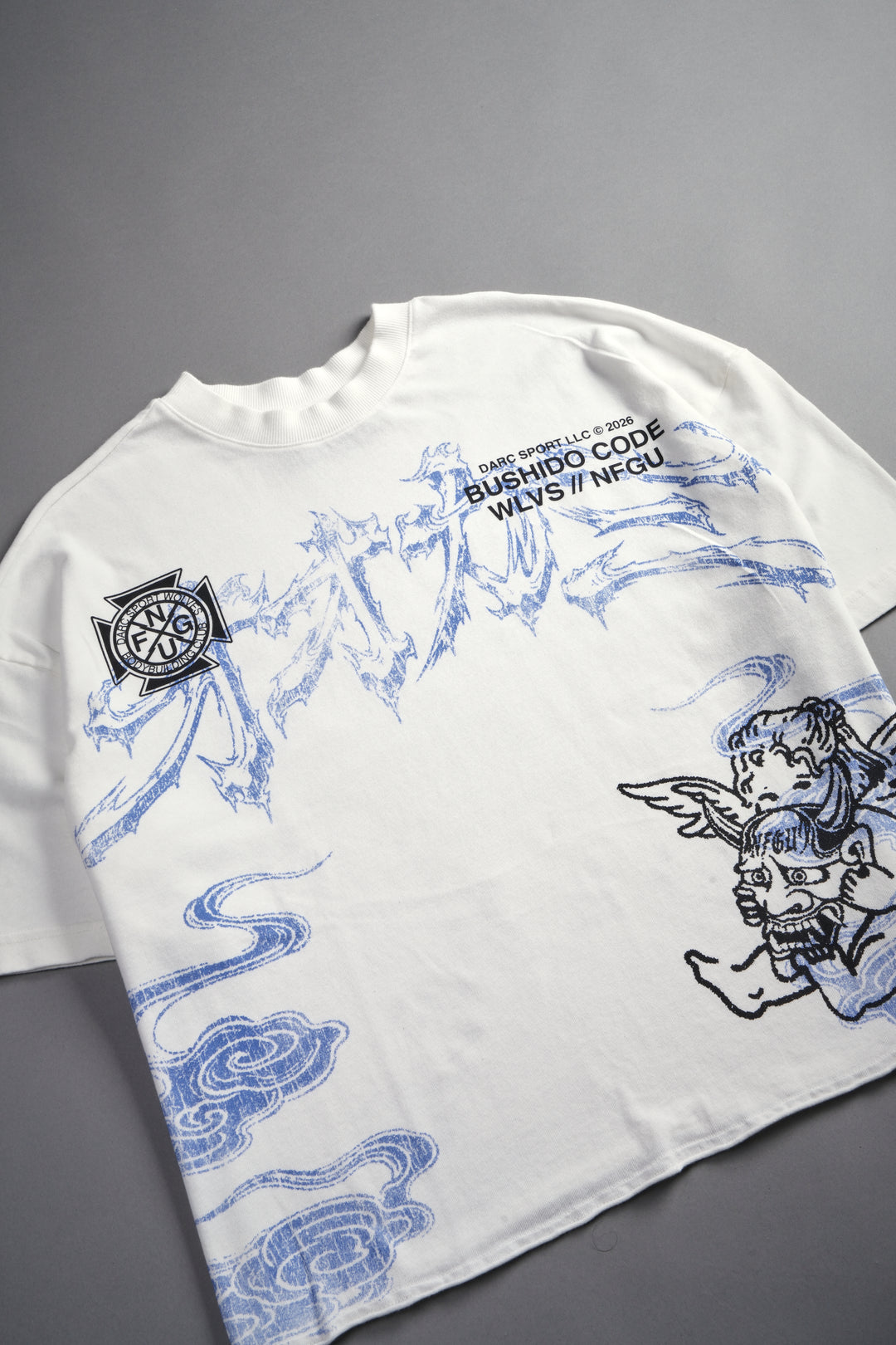 Gates Inferno Premium Raw Hem Box Cut Tee in Cream
