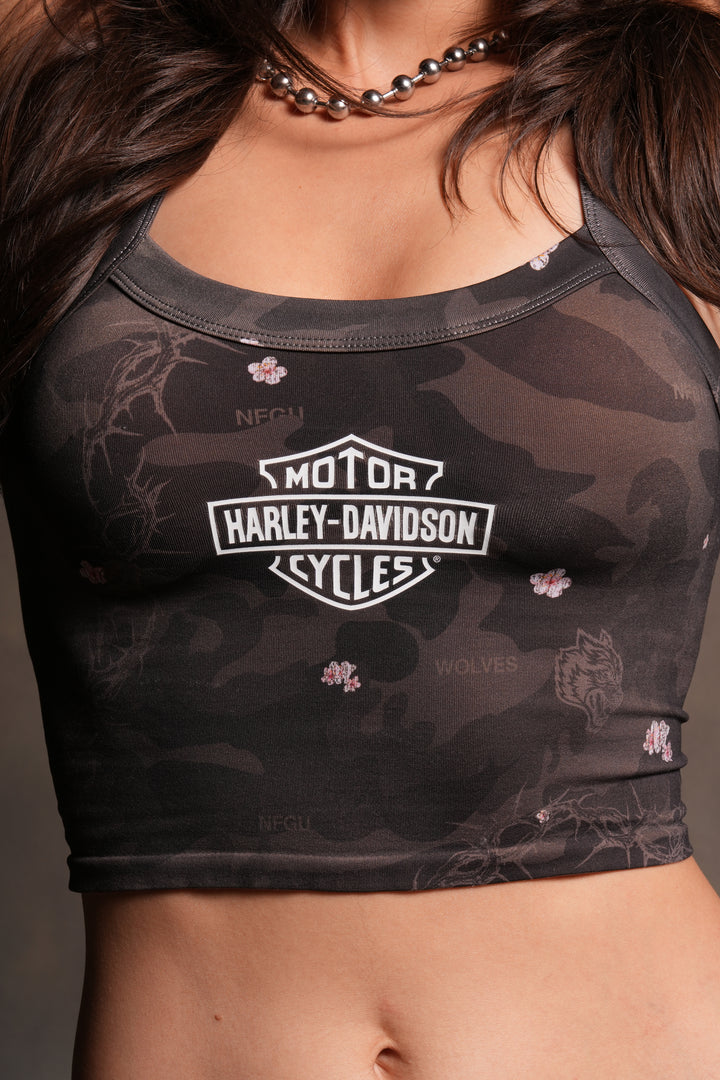 H-D Wolves Hannah Soft Seamless Tank in Warrior in a Garden Black Camo