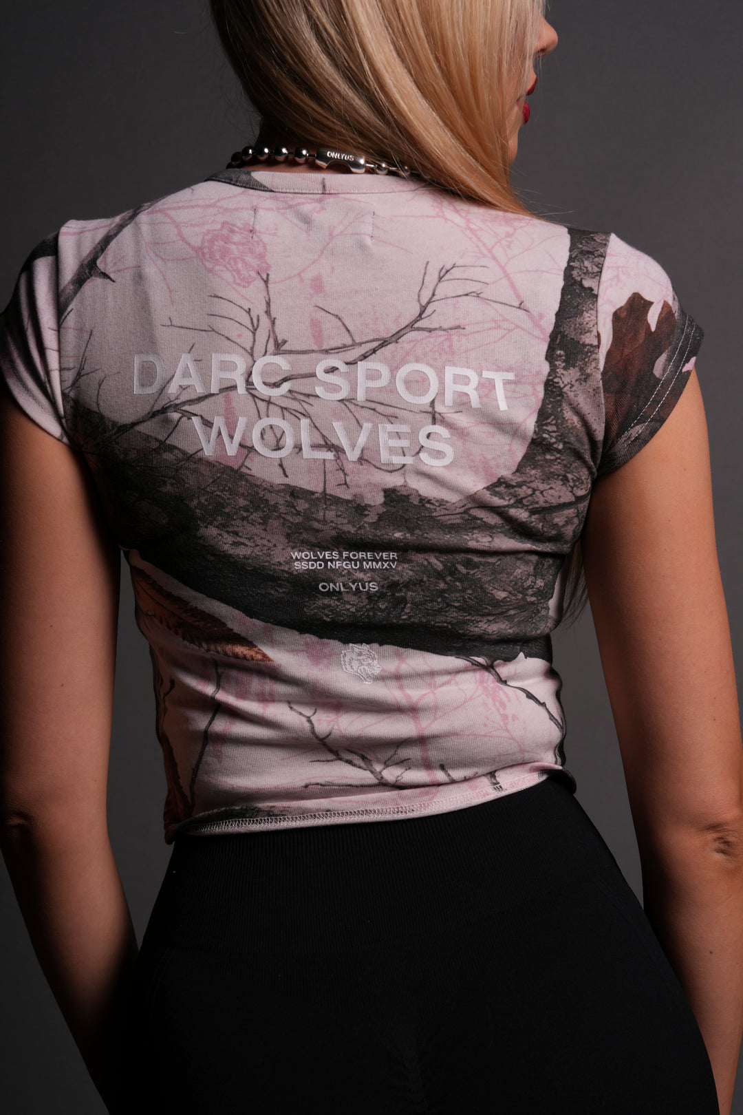 Darc Sport Wolves "Baby" Tee in Brown/Light Mauve Woodland Camo