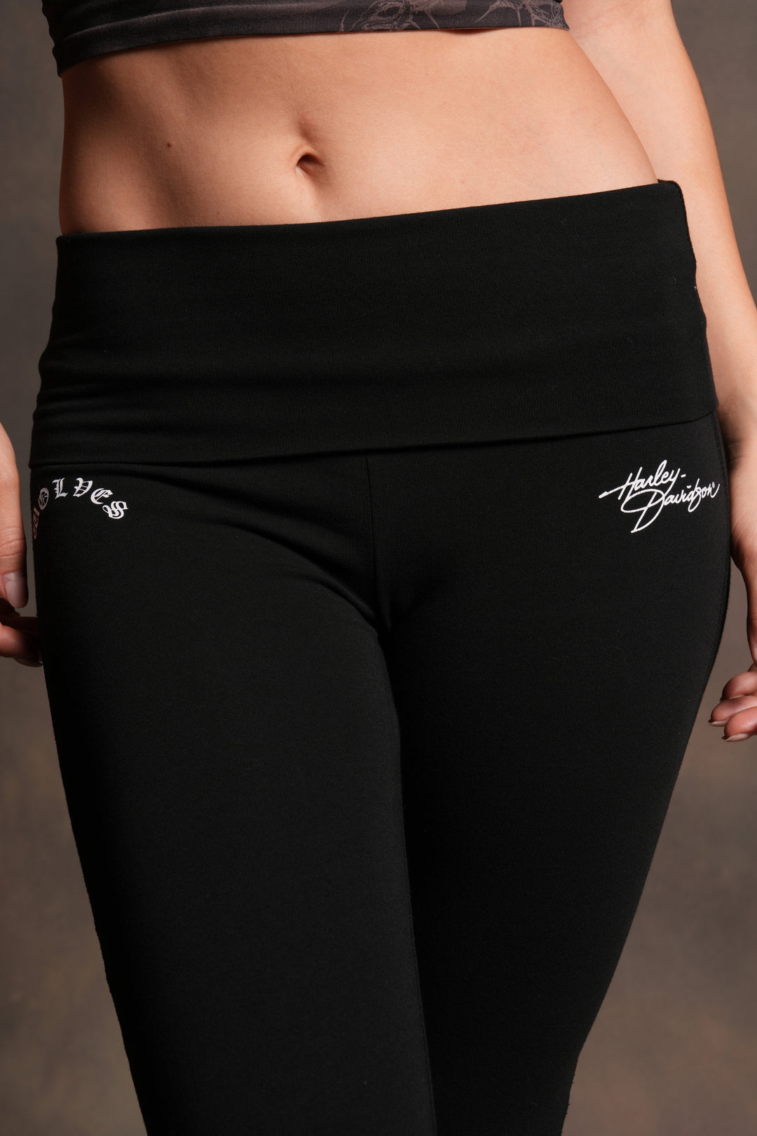 Harley Wolves Romy Foldover Pants in Black