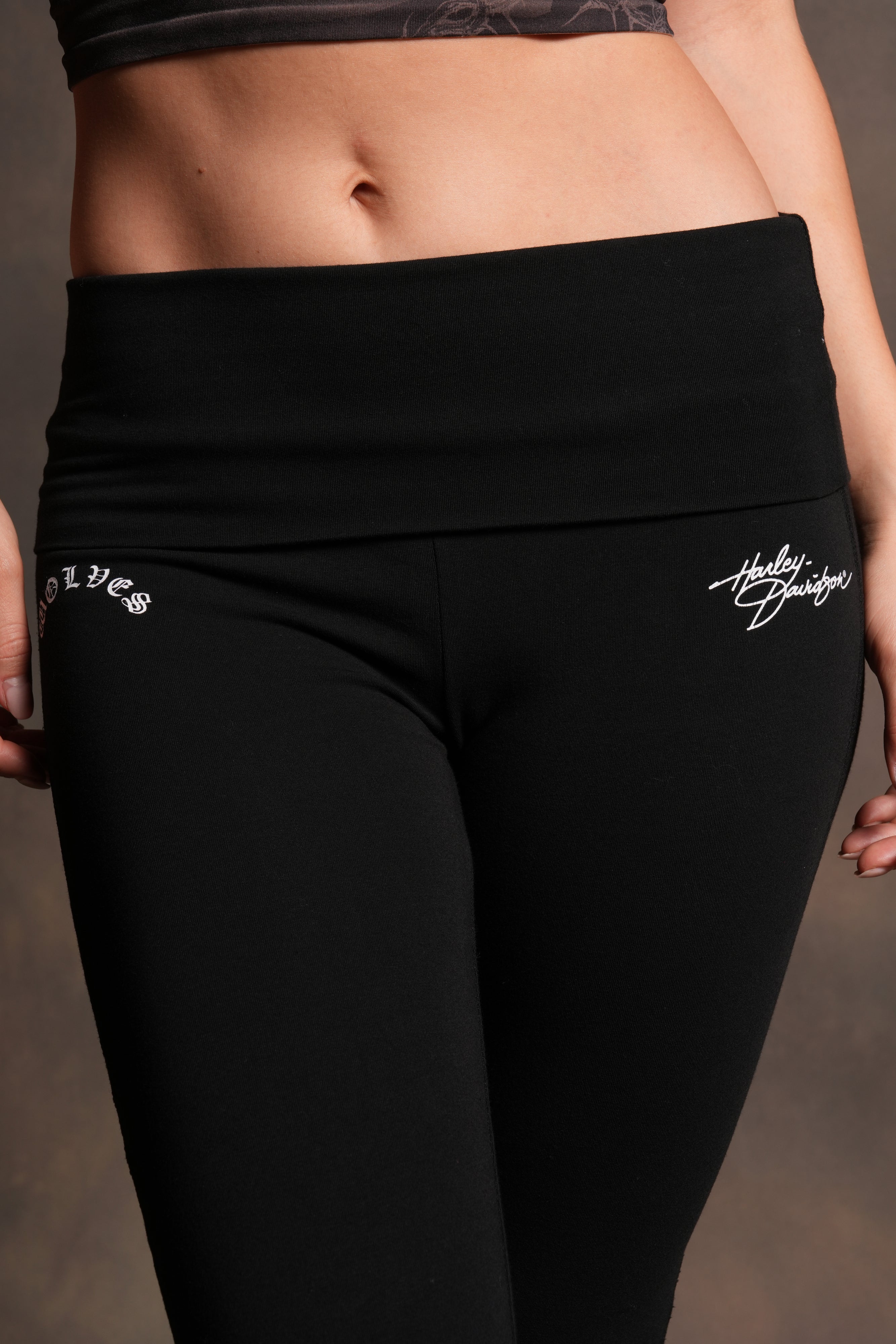 Harley Wolves Romy Foldover Pants in Black