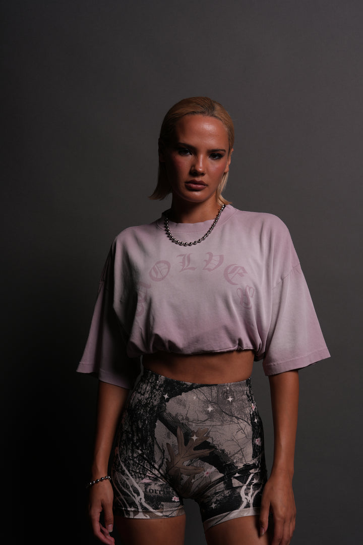 Chopper Bungee Cropped Tee in Purple Smoke Horizon Sun Fade