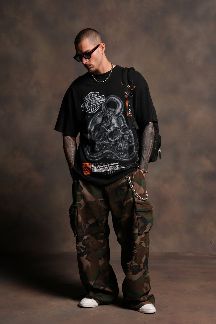 Skulls & Steel Premium Tee in Black