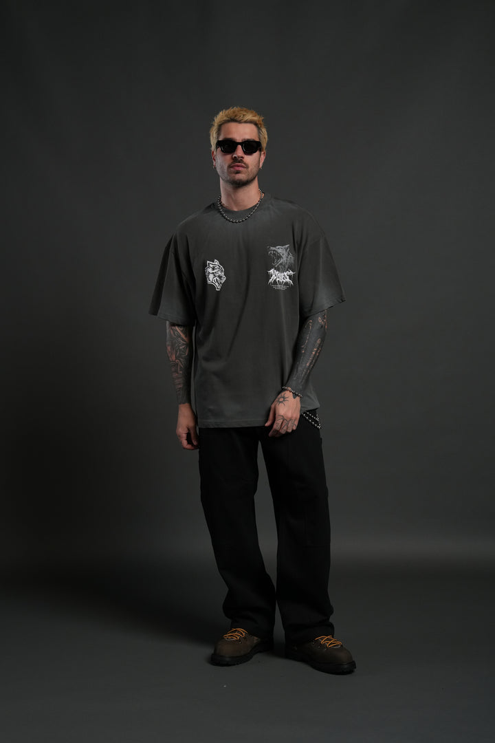 Fenrir Storm "Premium" Oversized Tee in Wolf Gray Drift Wash