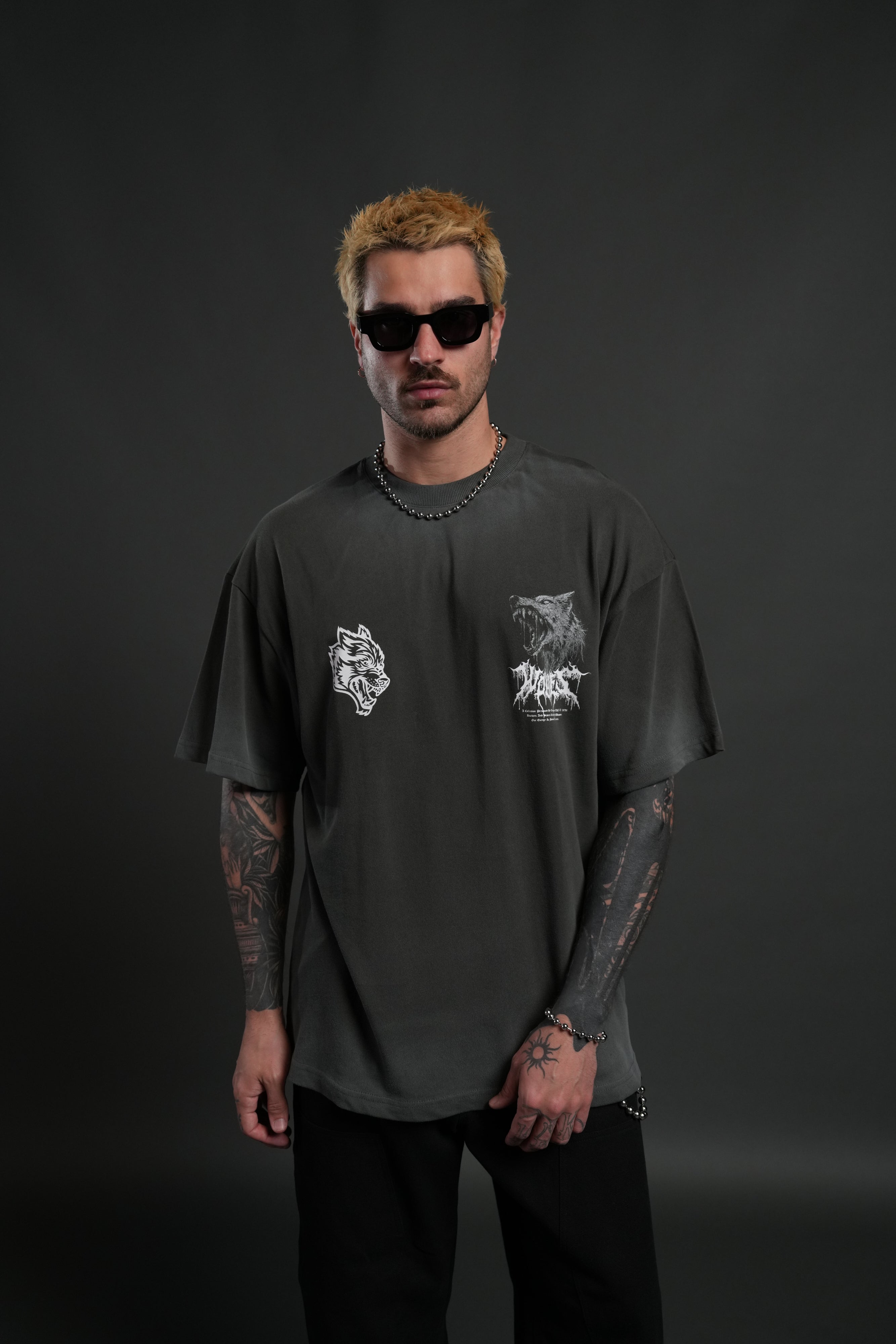 Fenrir Storm "Premium" Oversized Tee in Wolf Gray Drift Wash