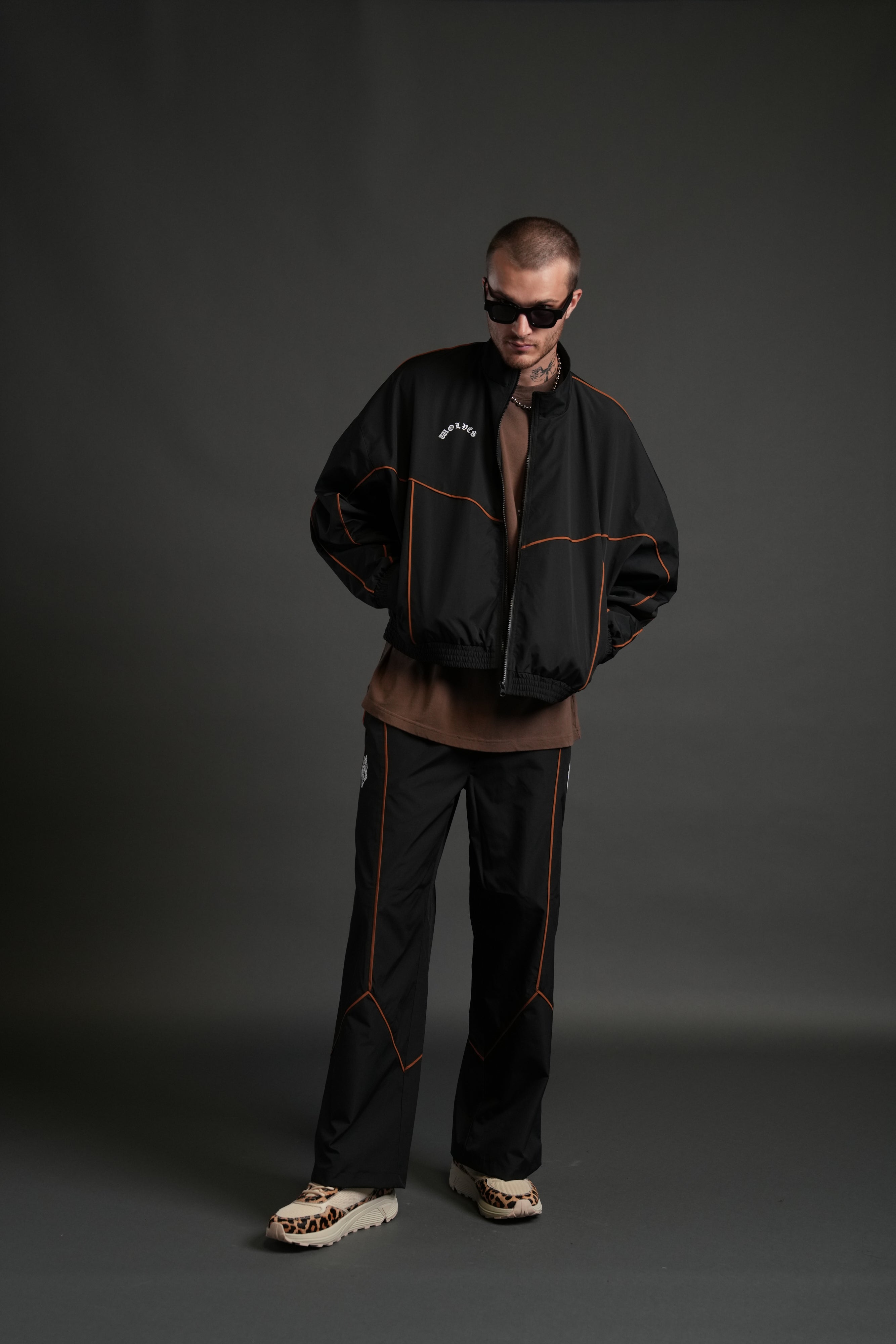 Dual Wolf Men's Quinn Track Pants in Black/Desert