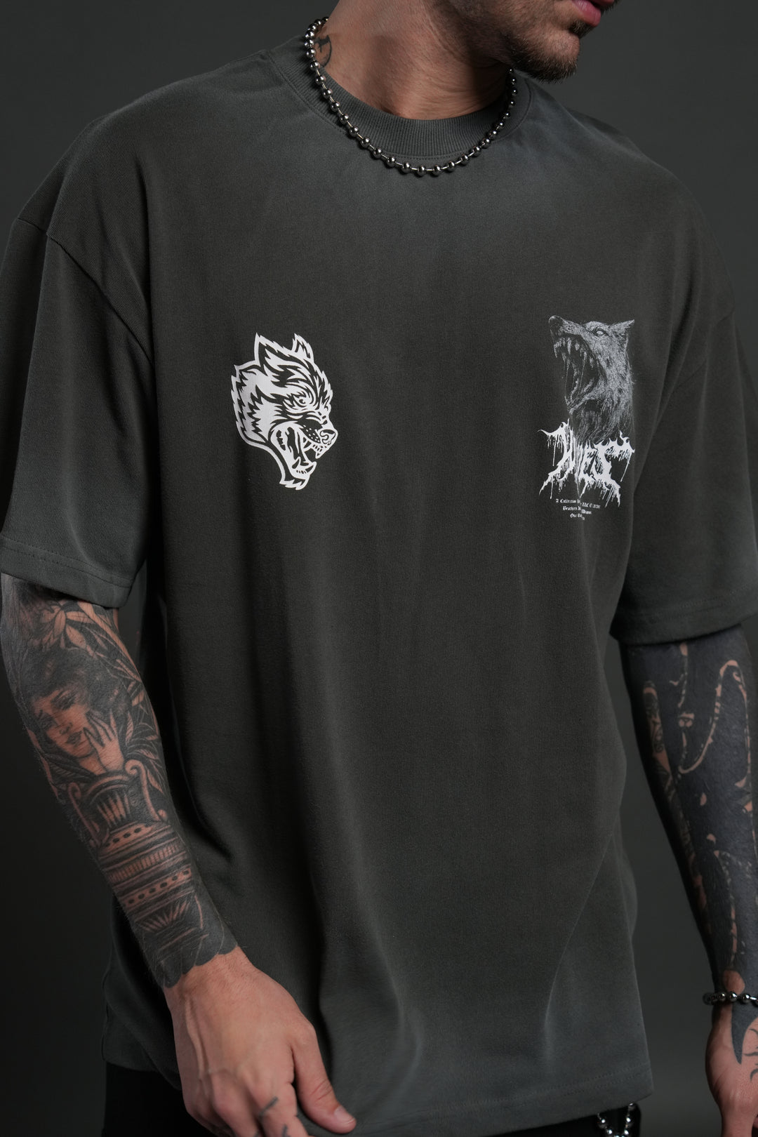 Fenrir Storm "Premium" Oversized Tee in Wolf Gray Drift Wash