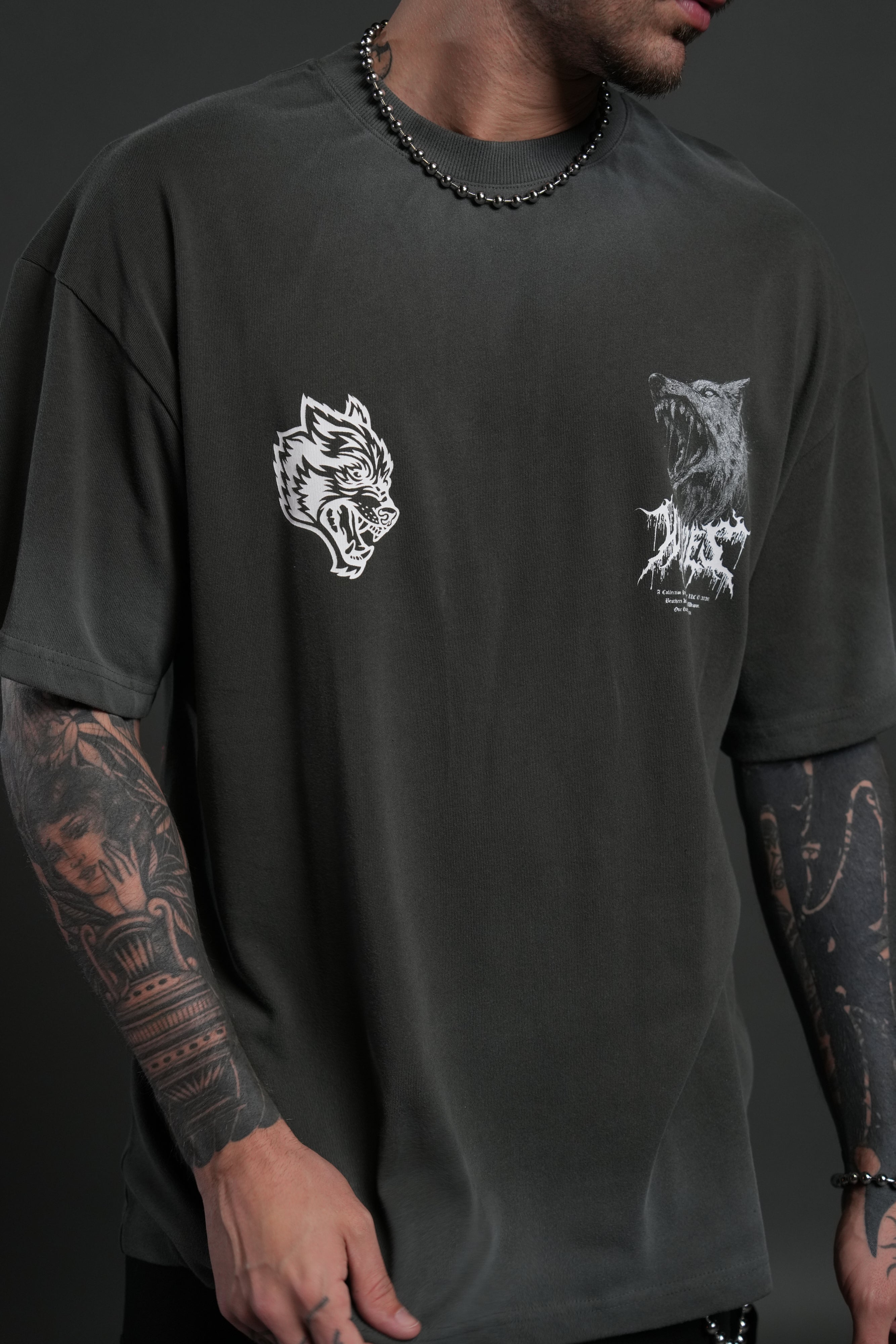 Fenrir Storm "Premium" Oversized Tee in Wolf Gray Drift Wash