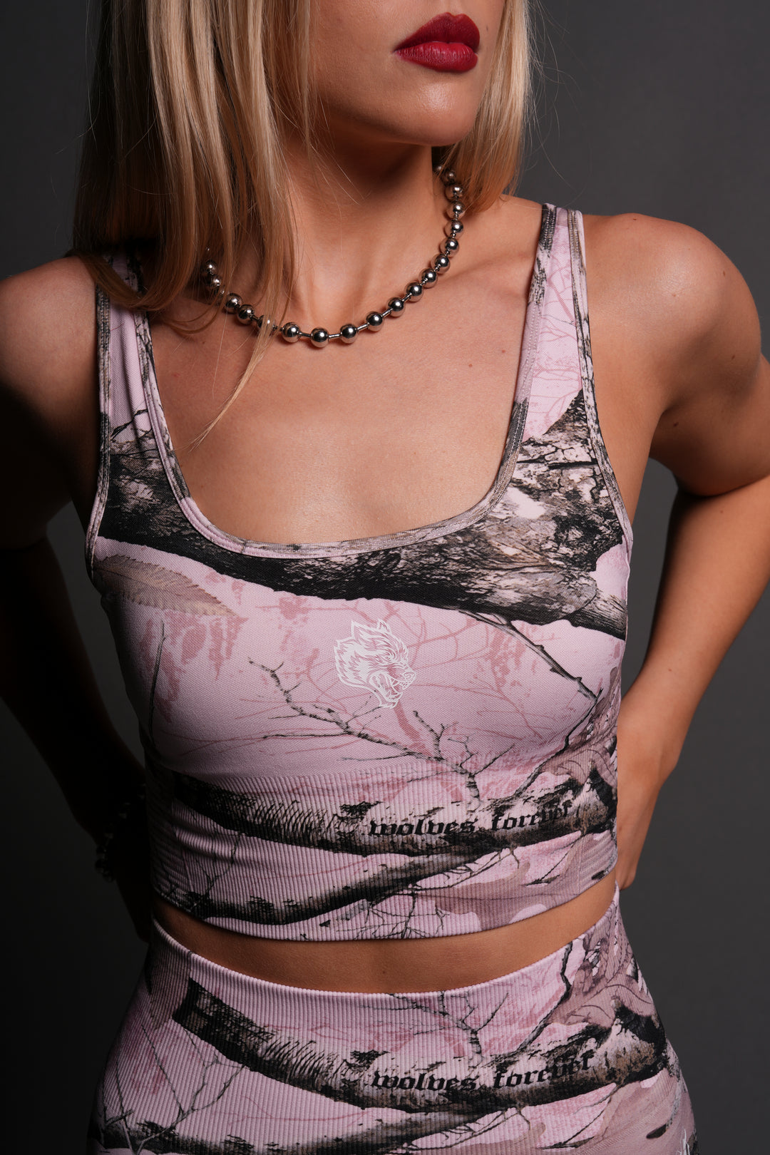 Single Wolf "Everson Seamless" Valencourt Bra in Brown/Light Mauve Woodland Camo