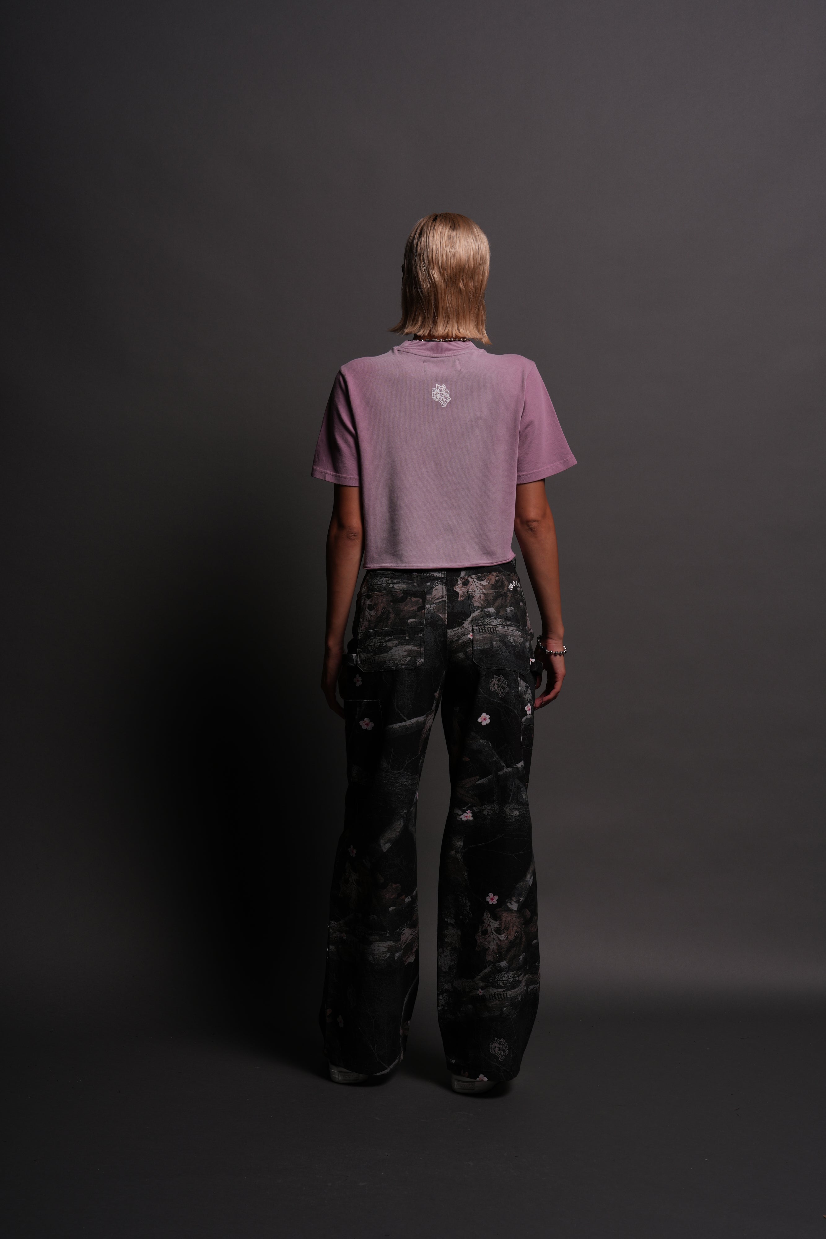 Our Script "Premium" (Cropped) Tee in Pink Smoke Spine Sun Fade