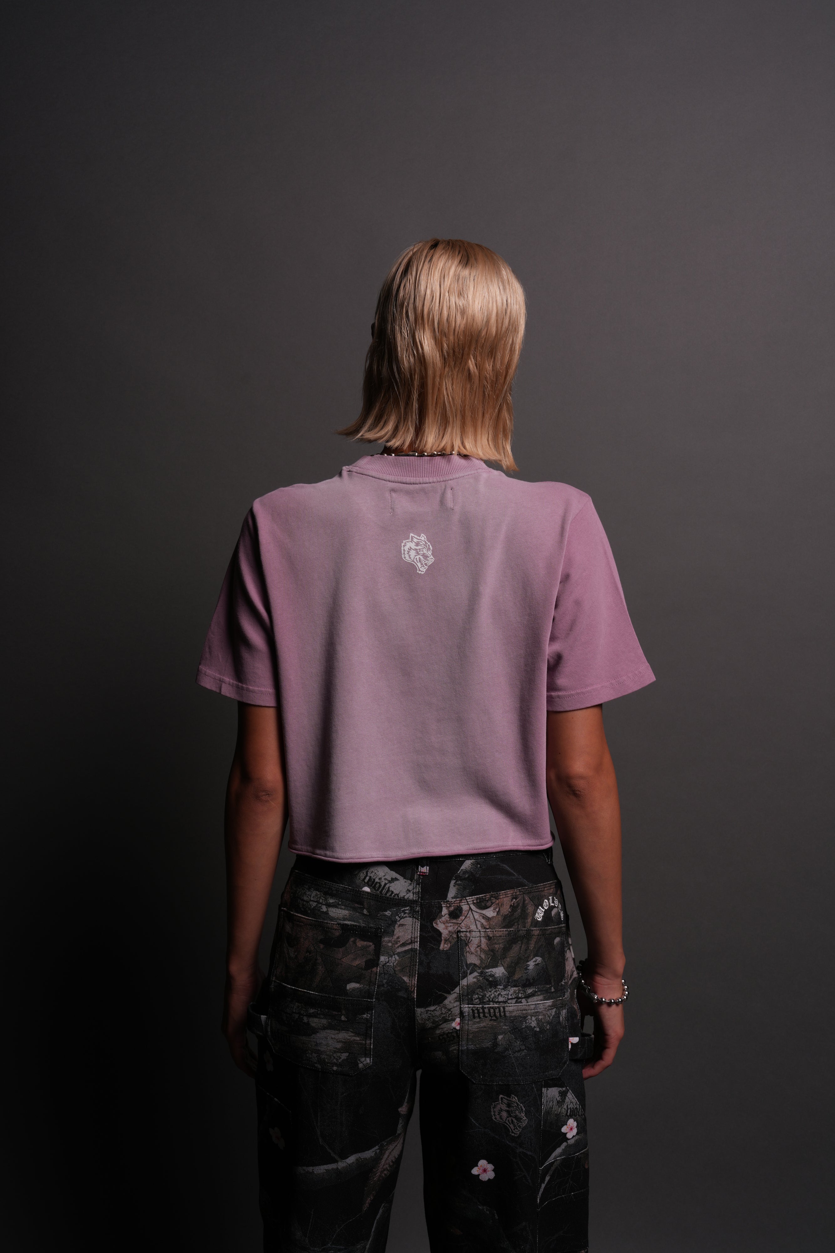 Our Script "Premium" (Cropped) Tee in Pink Smoke Spine Sun Fade