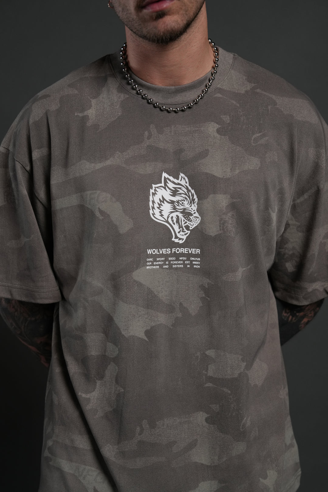 Wolves Have Your Back Unisex "Premium" Oversized Tee in Lush Vintage Woodland Camo