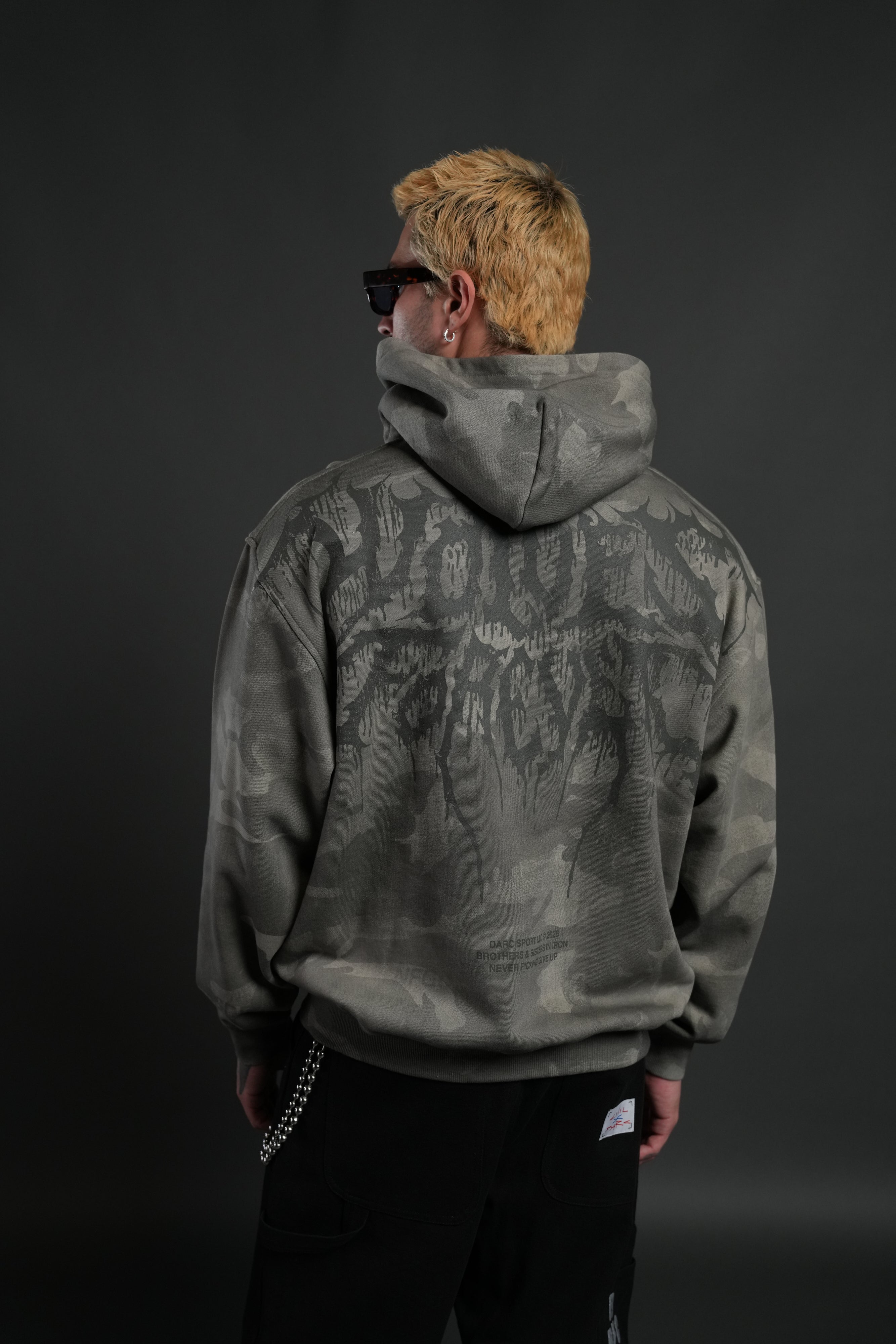Drip Hesh WLVS FRVR Unisex "Pierce" Hoodie in Lush Vintage Woodland Camo