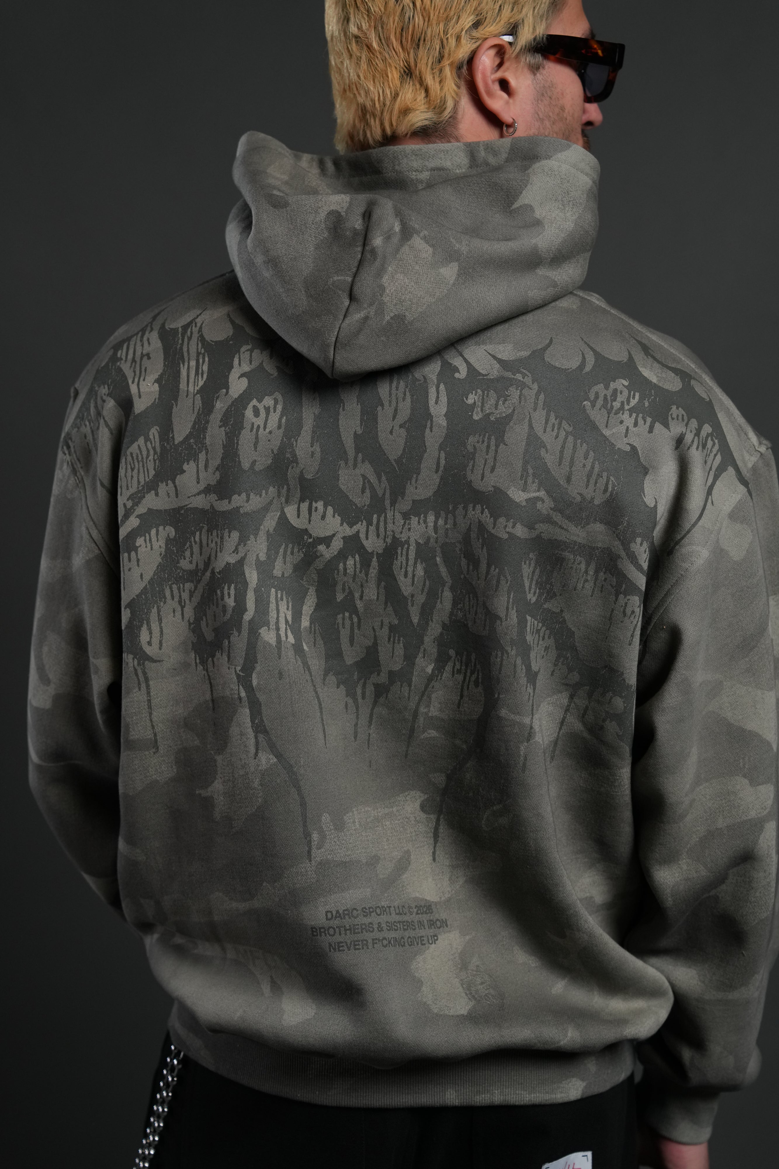 Drip Hesh WLVS FRVR Unisex "Pierce" Hoodie in Lush Vintage Woodland Camo