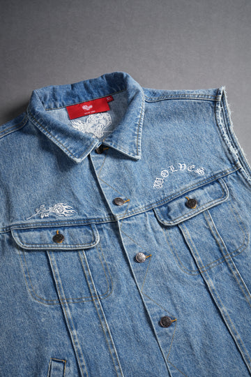 Rose Chopper Clint American Denim Vest in Medium Wash