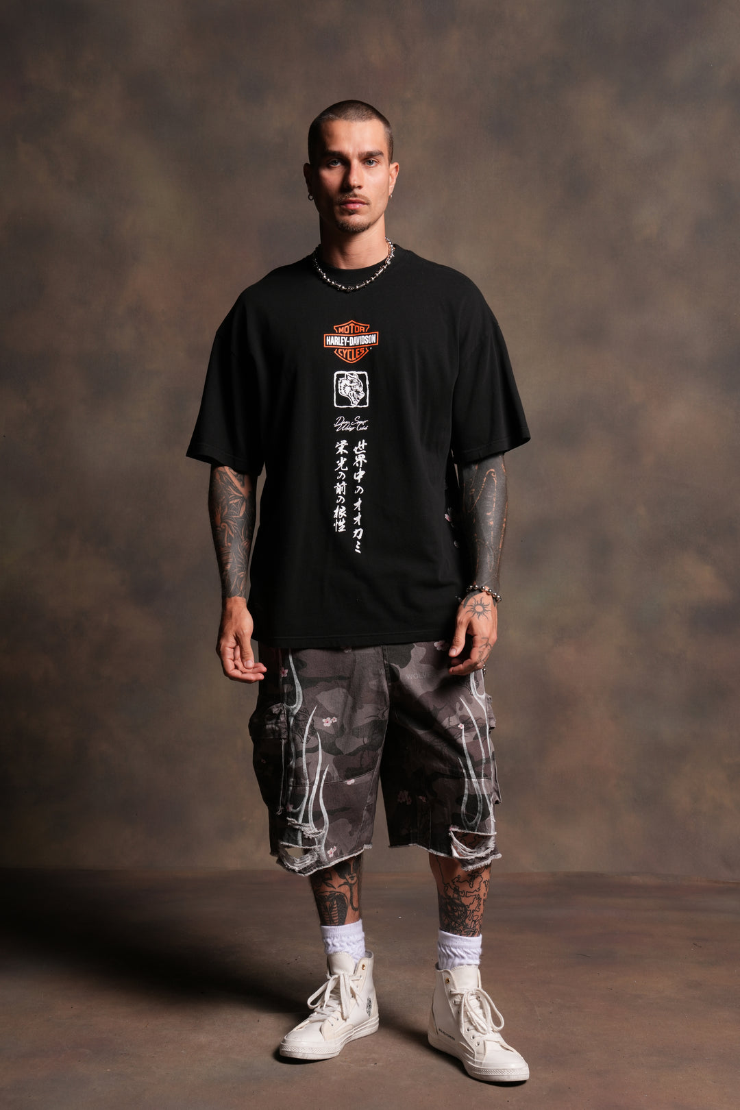 Darc Blossom Duke Cargo Shorts in Warrior In A Garden Green Camo