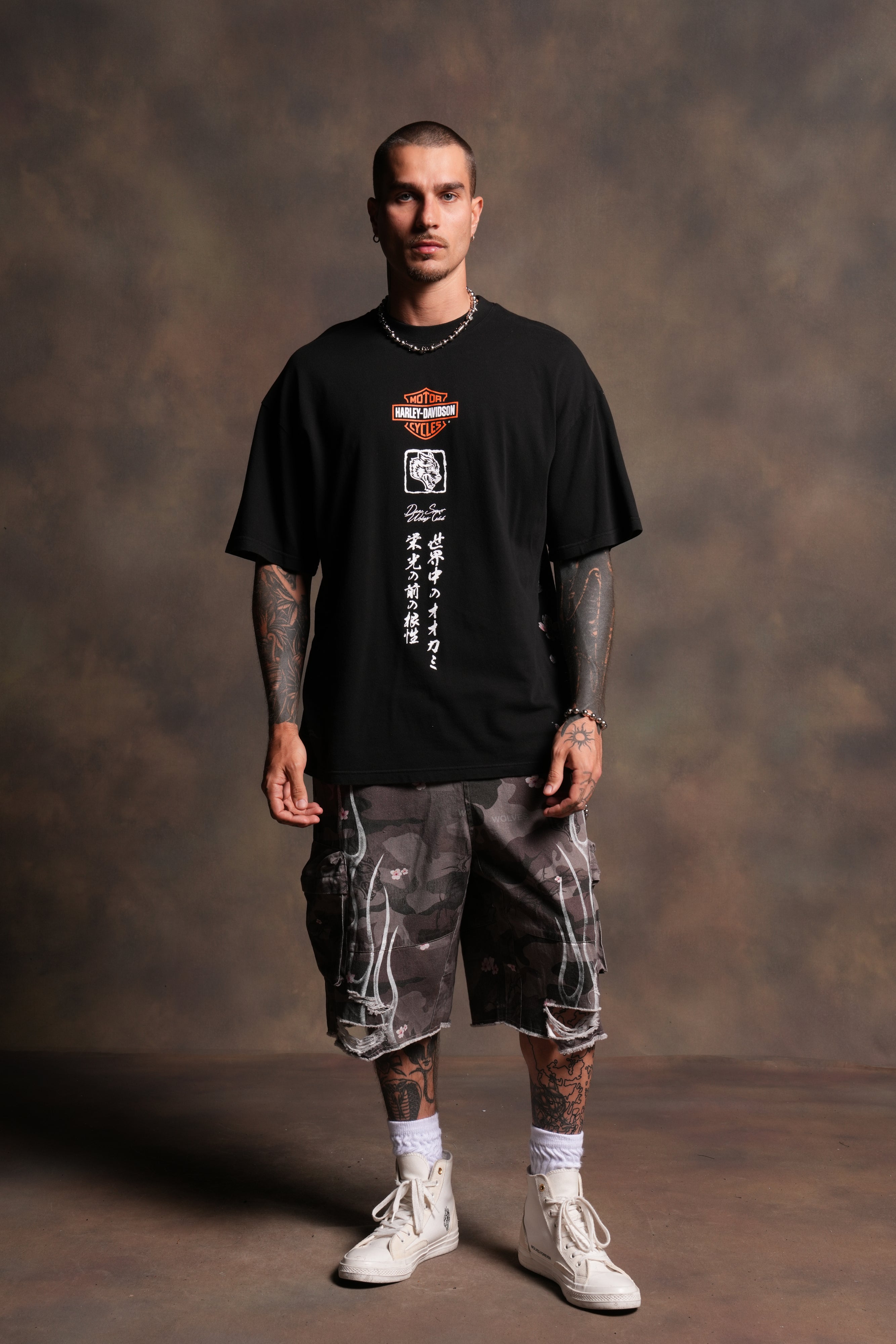 Darc Blossom Duke Cargo Shorts in Warrior In A Garden Green Camo