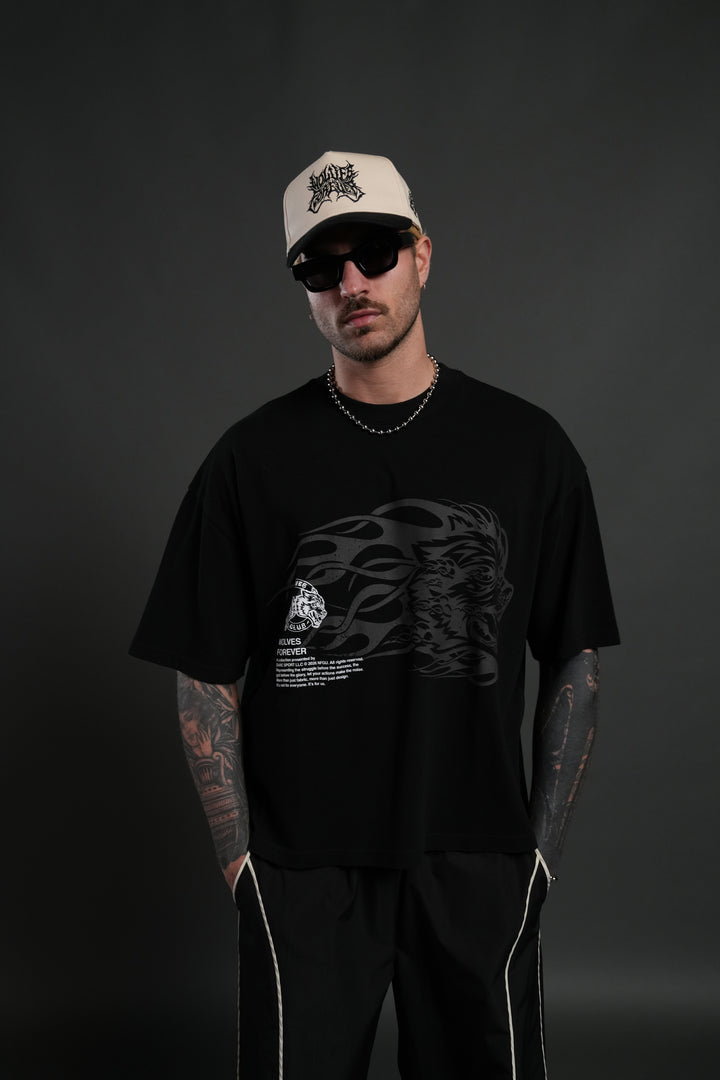 Wolf of the Flame Premium "Box Cut" Tee in Black