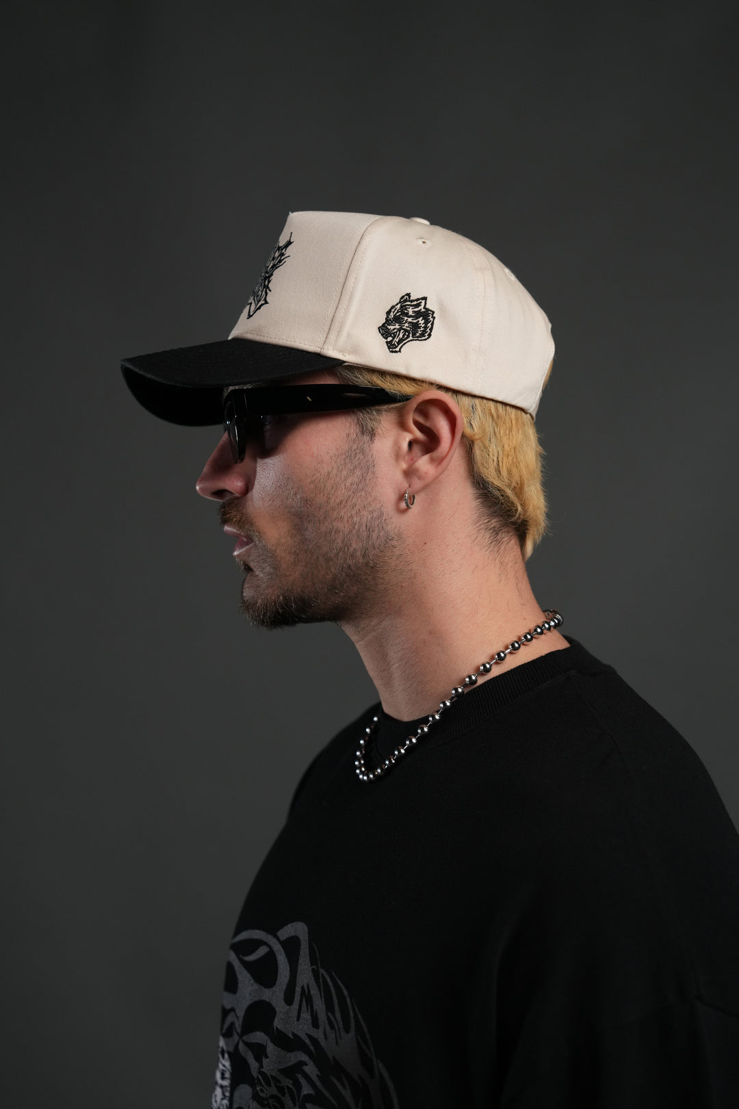 Sheer Loyalty 5 Panel Hat in Cream/Black