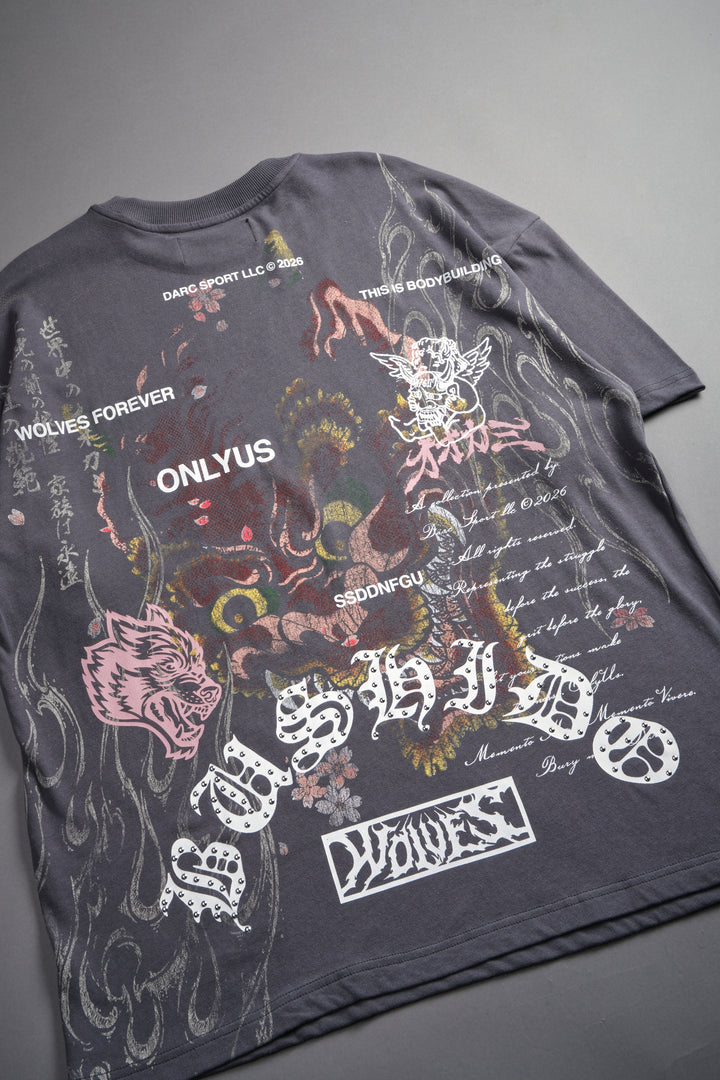Shutendoji Premium Oversized Tee in Slate Gray