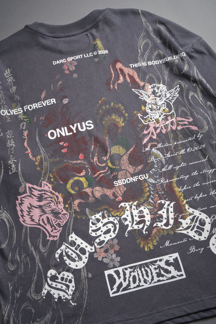 Shutendoji Premium Oversized Tee in Slate Gray